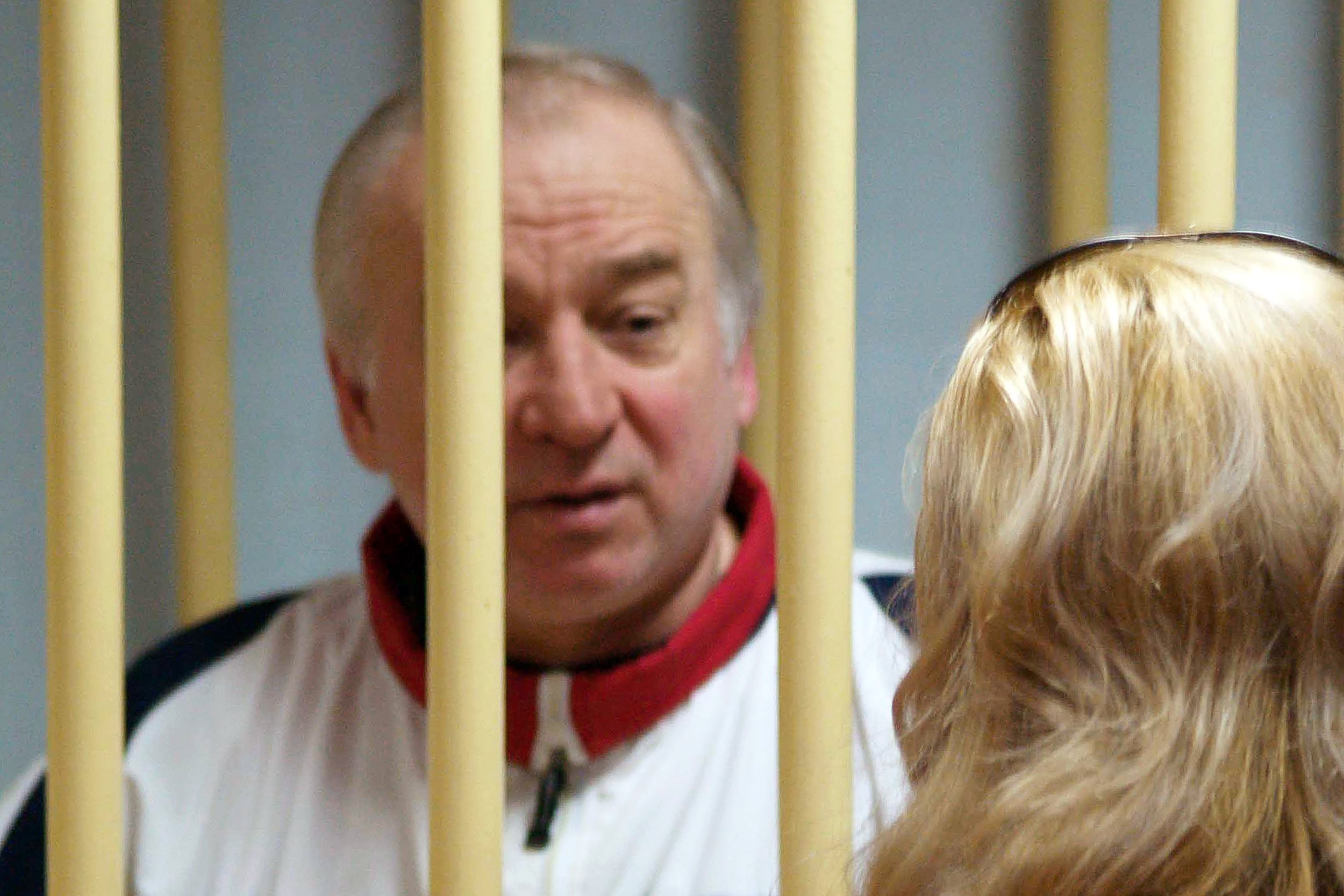 Former Russian military intelligence colonel Sergei Skripal attends a hearing at the Moscow District Military Court in Moscow in August 2006