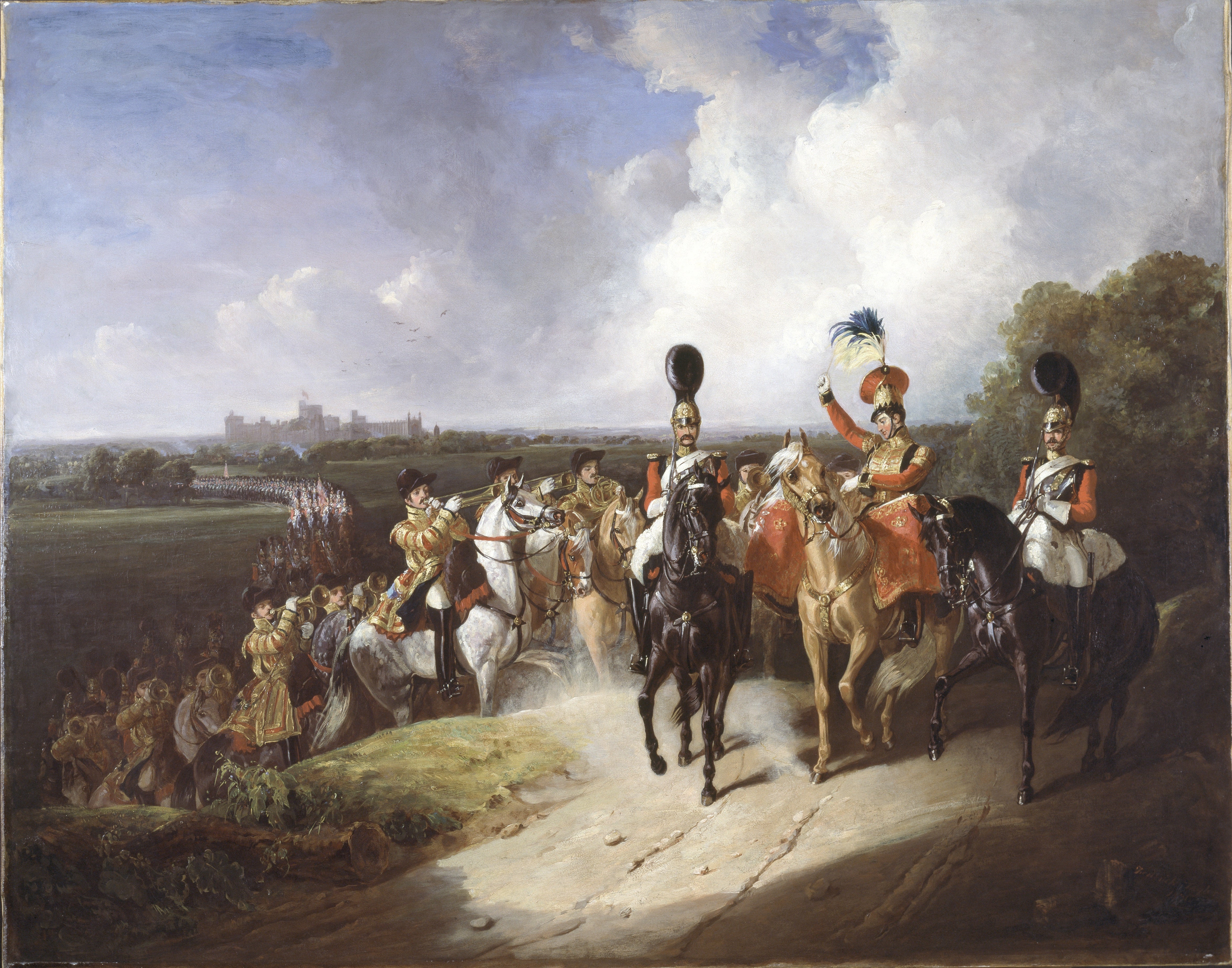 The National Army Museum of John Frederick Tayler's painting of the Band of the Second Regiment of Life Guards departing Windsor, 1830