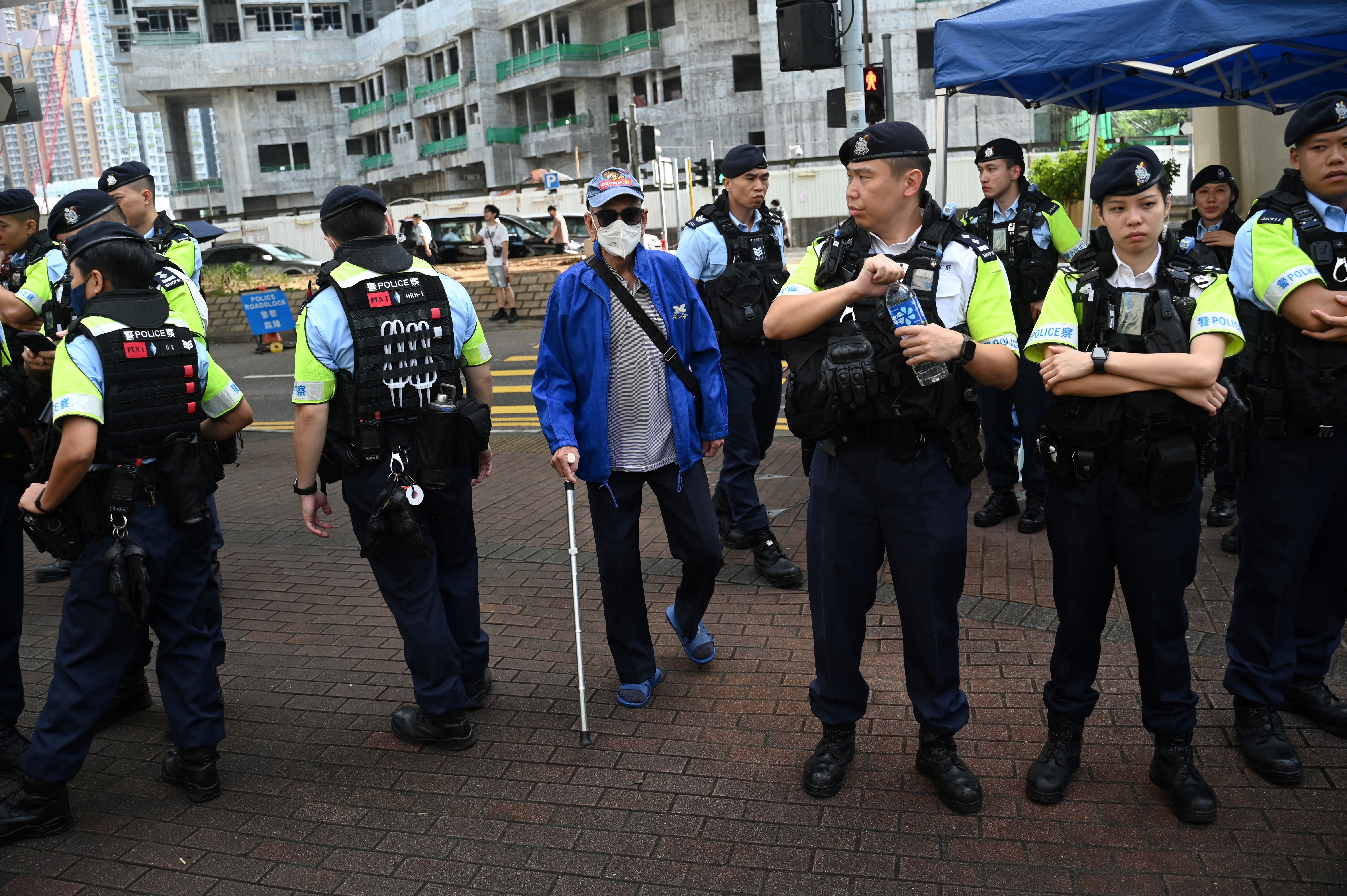 Representational. Police in West Kowloon in Hong Kong on 5 July 2024