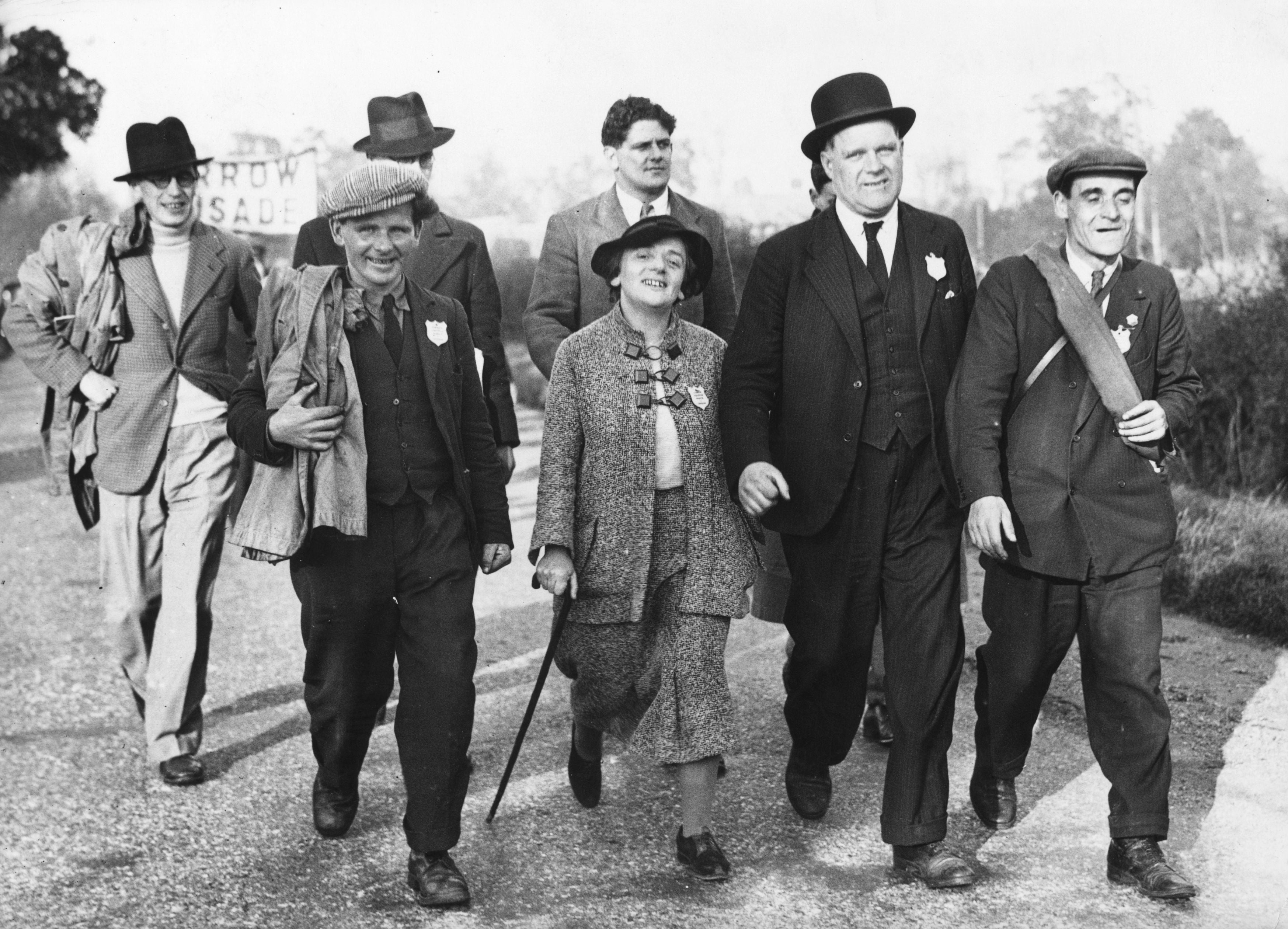 Wilkinson pictured in 1936, taking part in the Jarrow march