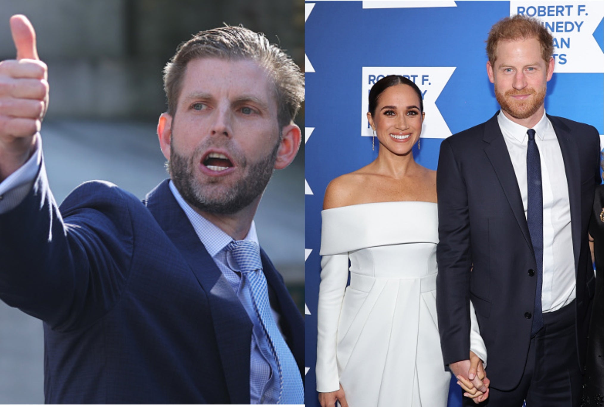 Eric Trump (left) explained how much his father loved the late Queen Elizabeth