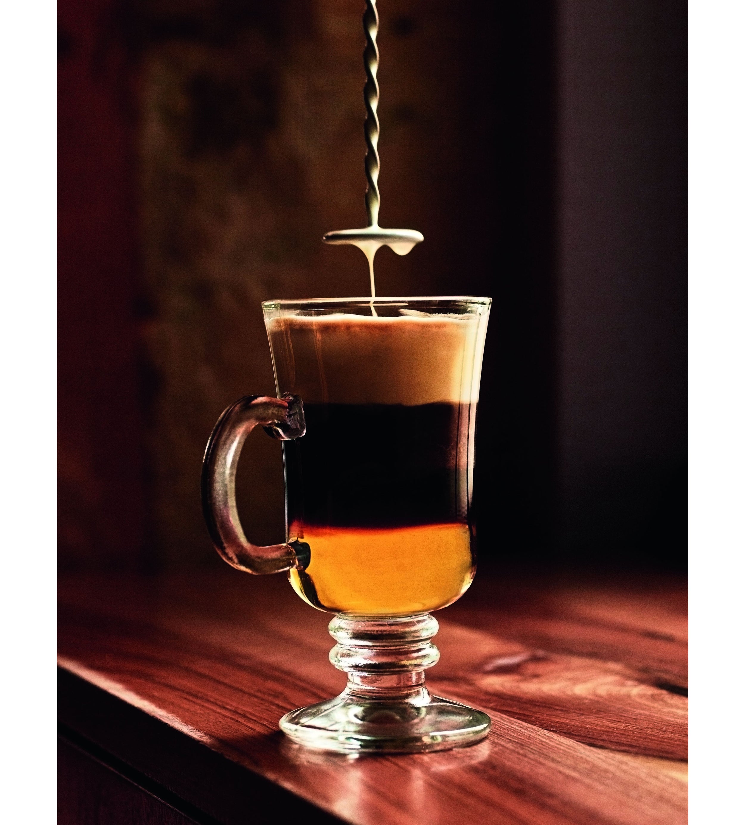 A classic combination of Irish whiskey, hot coffee, and a creamy top layer – perfect for a winter’s evening by the fire