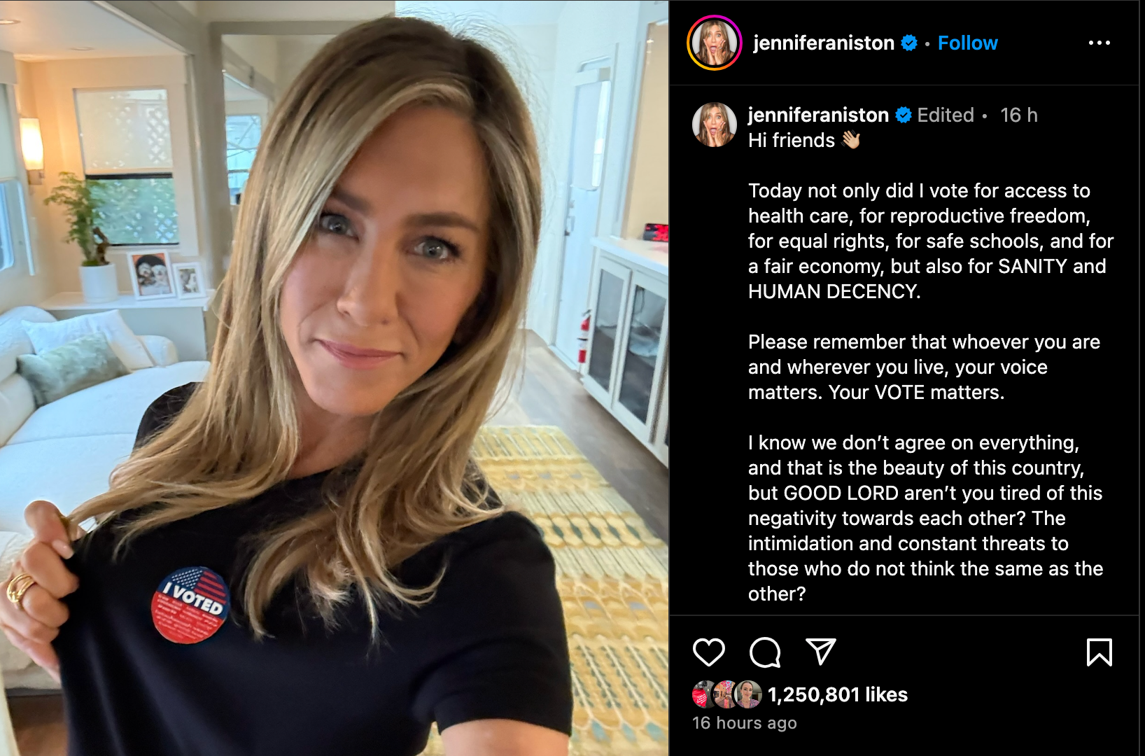 Jennifer Aniston endorses Kamala Harris for president