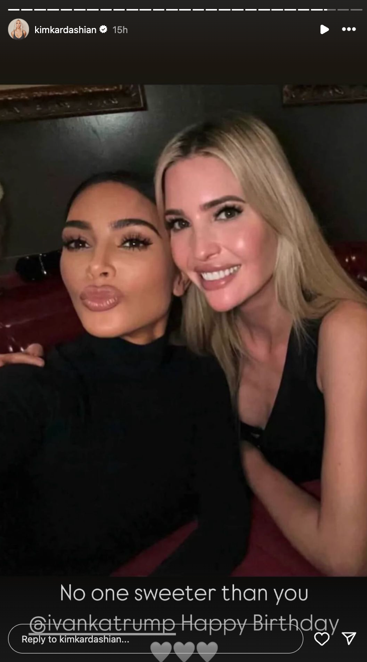 Kim Kardashian’s birthday post for Ivanka Trump labeled as ‘intentional’ just days before 2024 presidential election