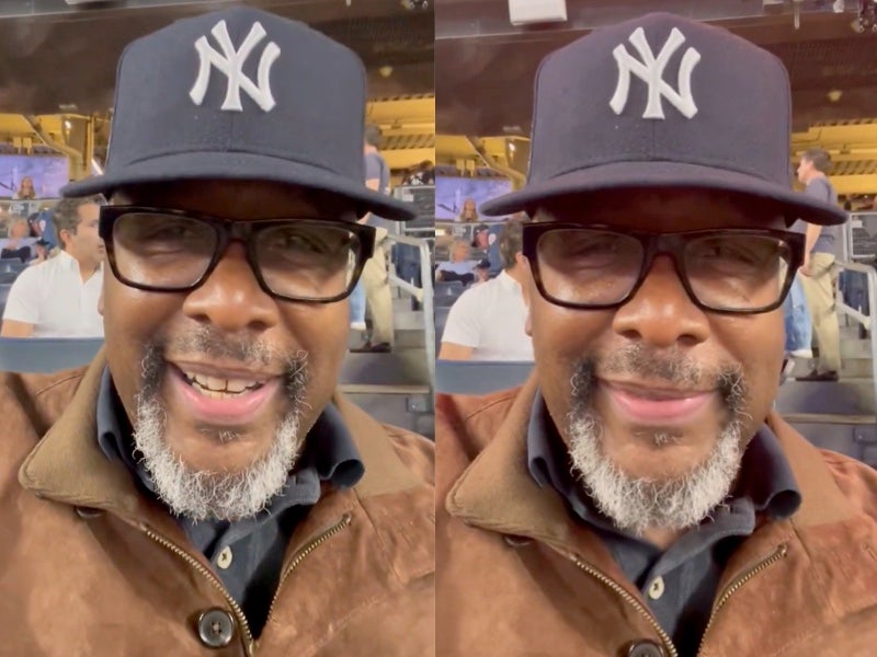 Wendell Pierce wears Yankees baseball cap as he attends Game Five of the 2024 World Series