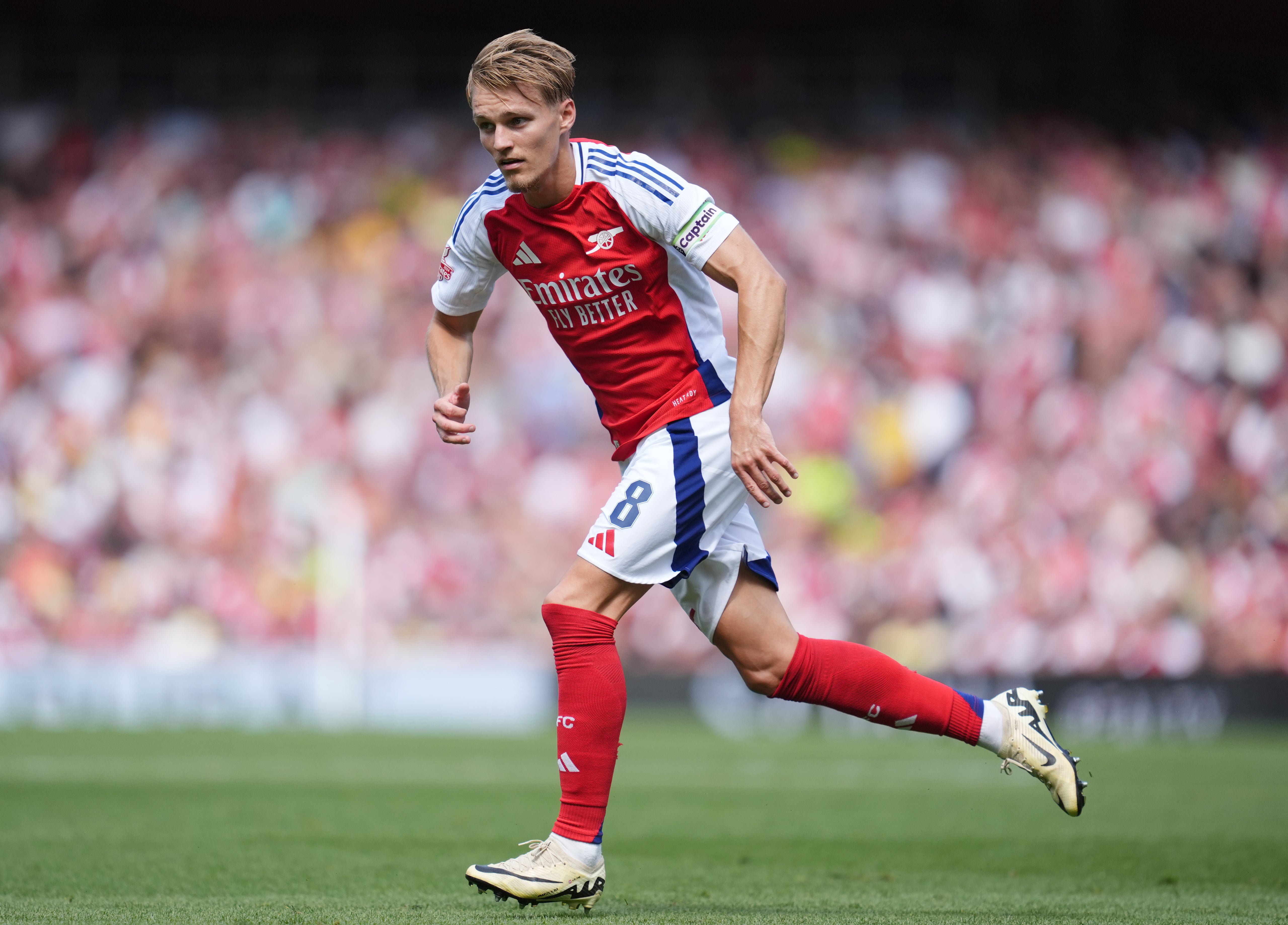 Arsenal captain Martin Odegaard is still not ready to play but continues his recovery from an ankle injury