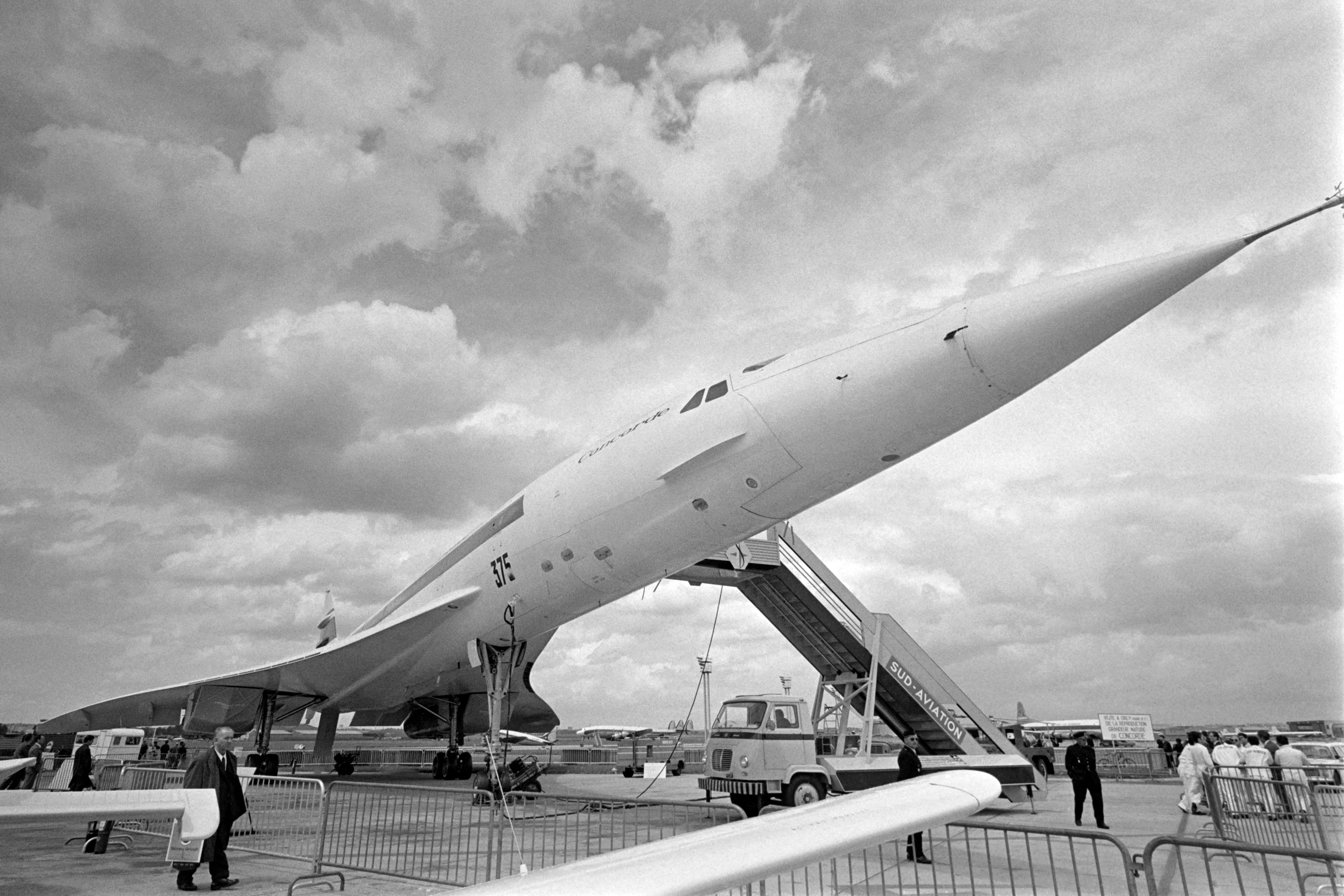 The Concorde 001 prototype on display during the 1969 International Paris Air Show