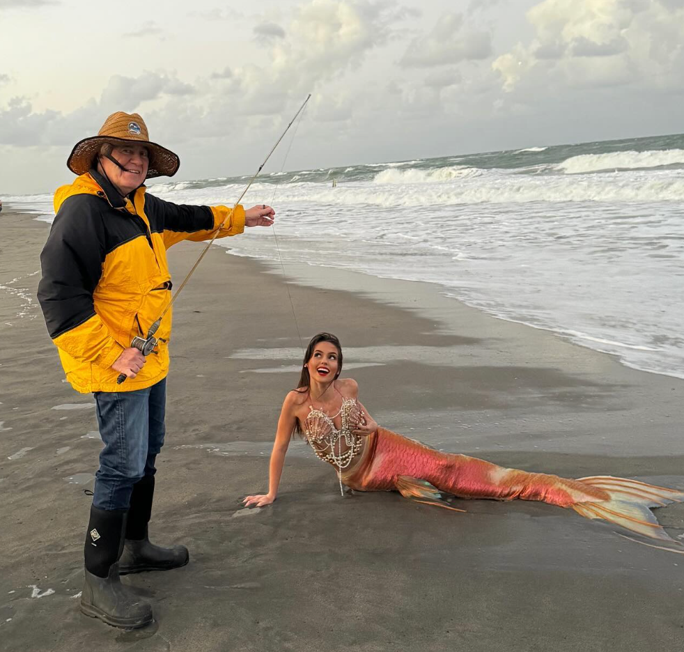 Bill Belichick and his girlfriend Jordon Hudson dress up as fisherman and mermaid