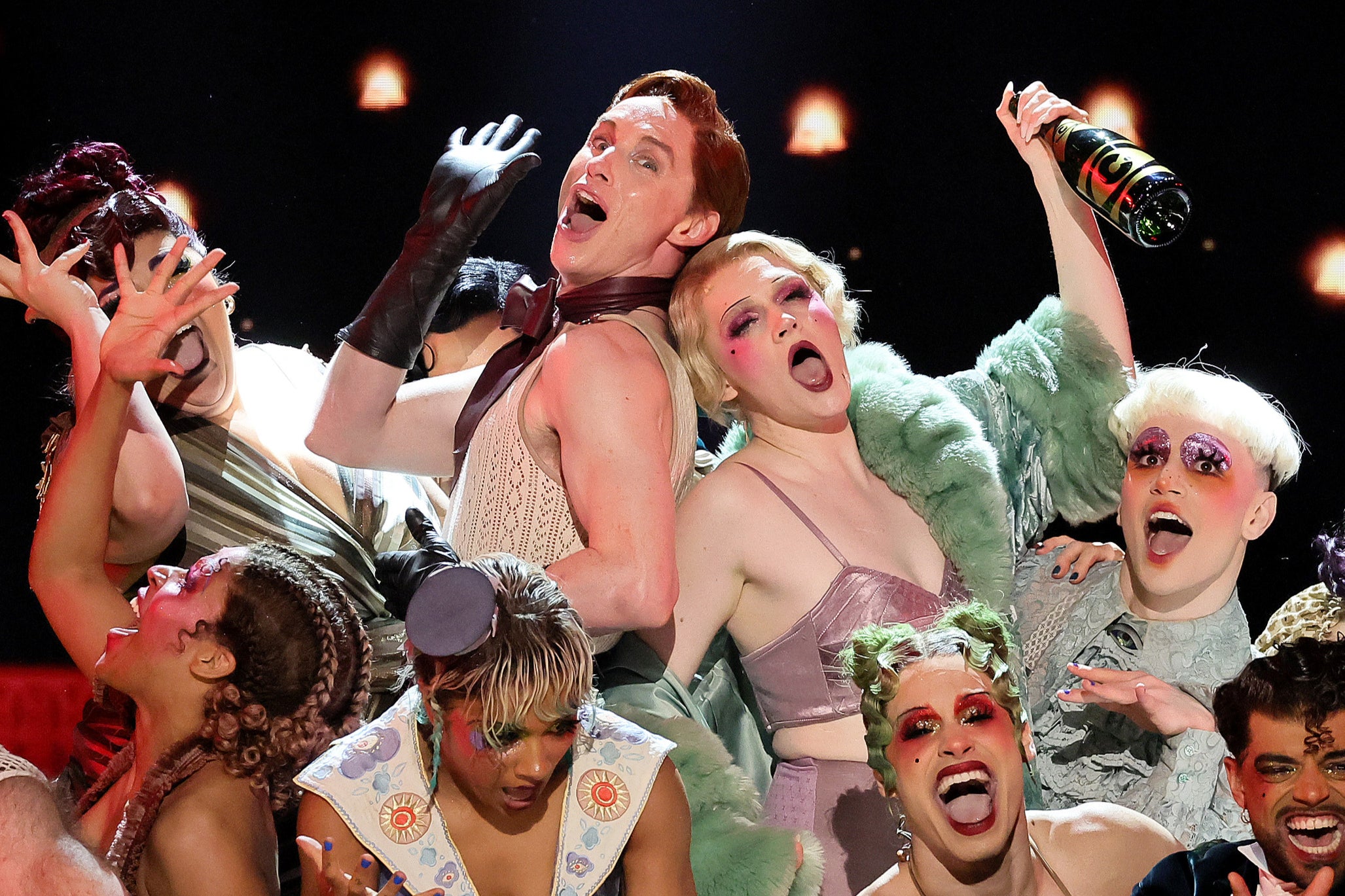 Squirming menace: Redmayne and the cast of ‘Cabaret’ perform at the Tony Awards earlier this year