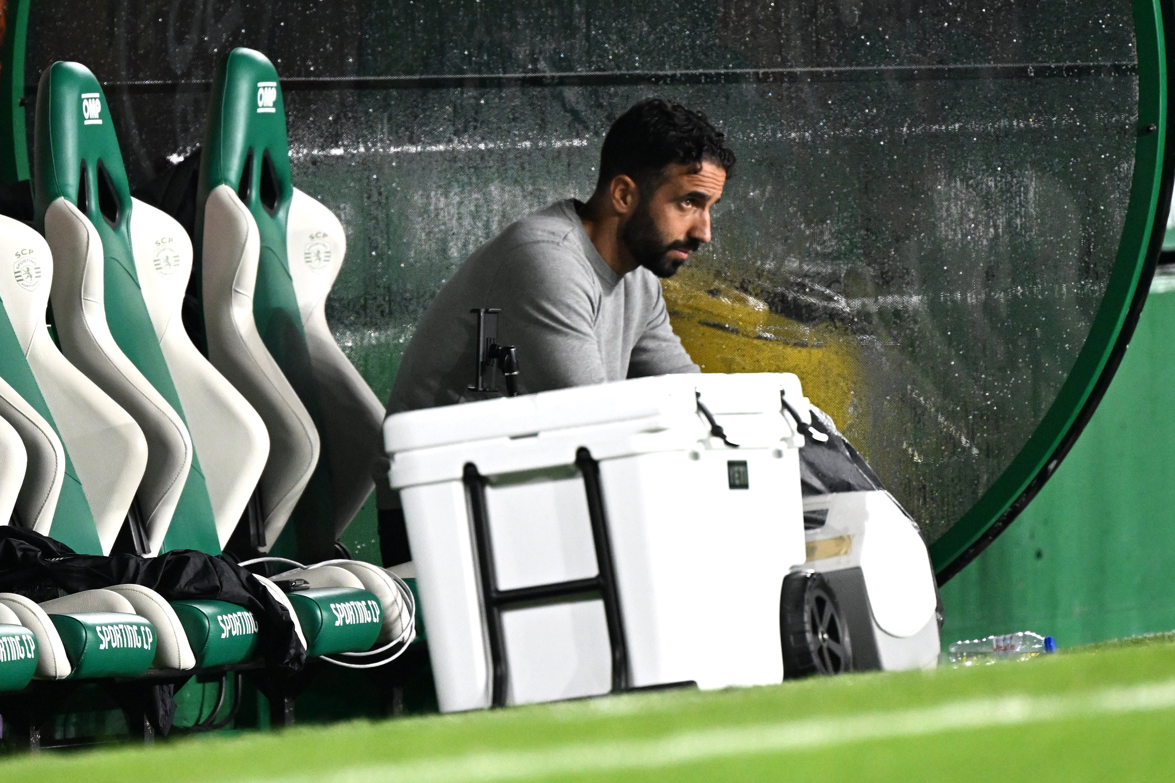 Sporting manager Ruben Amorim looks on from the dugout (Zed Jameson/PA)