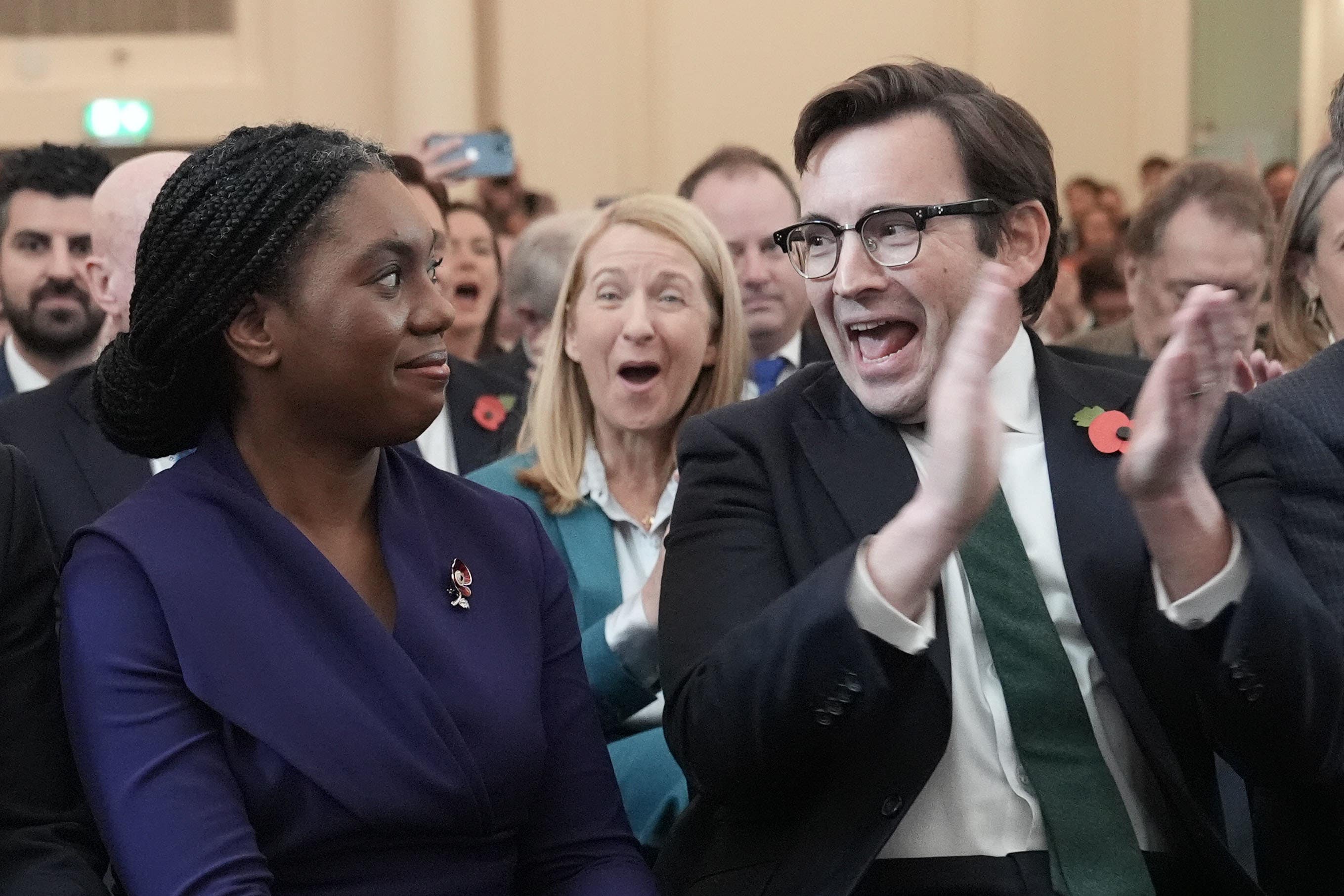 Kemi Badenoch’s husband Hamish applauds as she was announced as the new Conservative Party leader (Stefan Rousseau/PA).