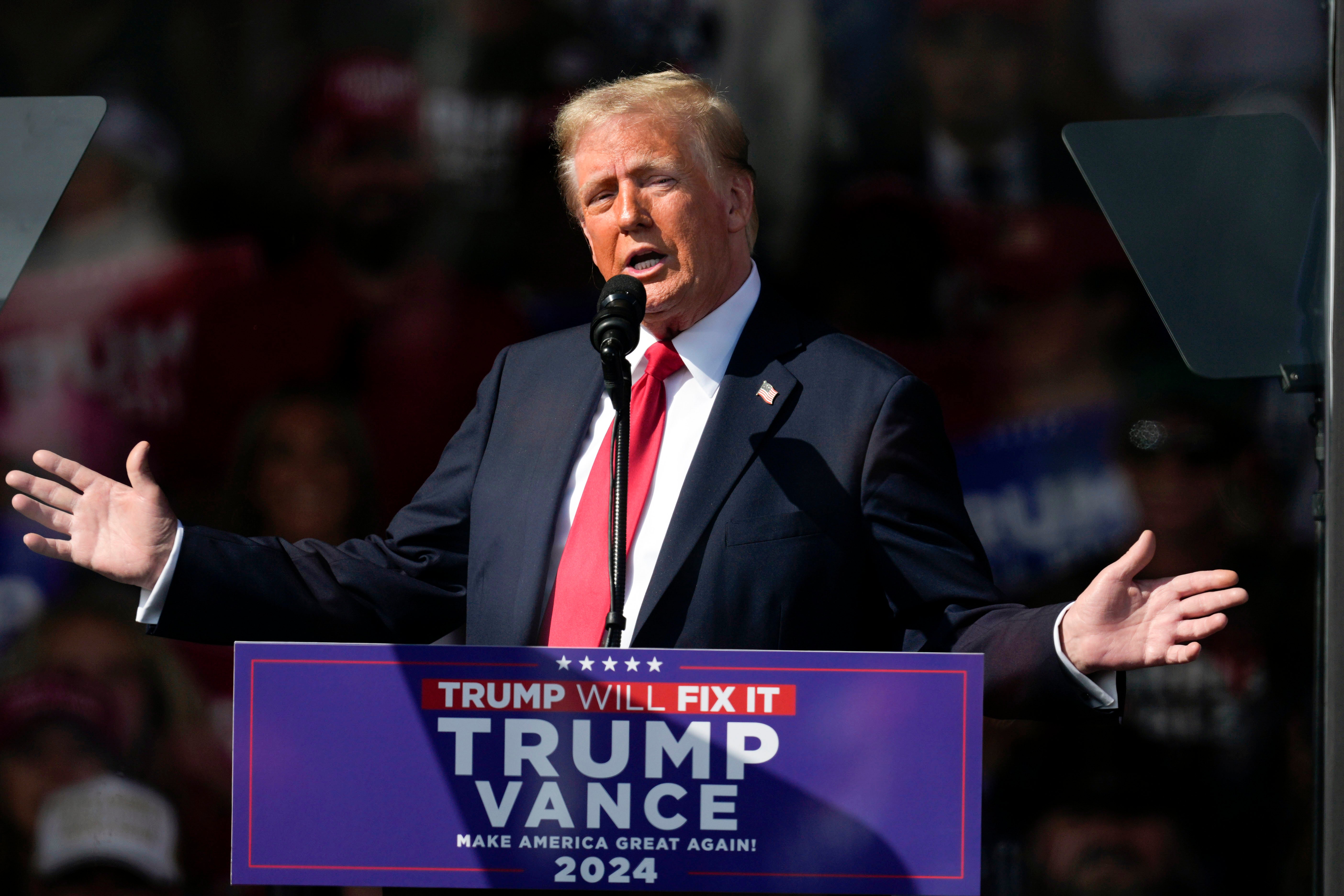 Donald Trump speaks at a campaign rally in Gastonia, N.C., in the final days of a gruelling presidential race