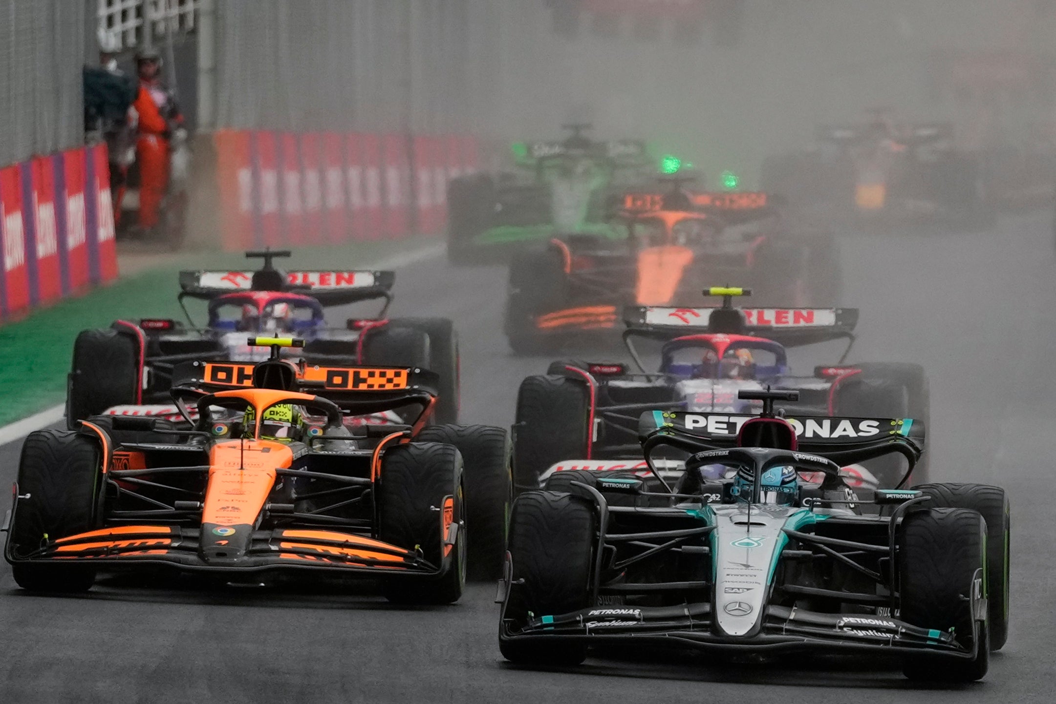 Lando Norris, left, once again lost the lead at the start