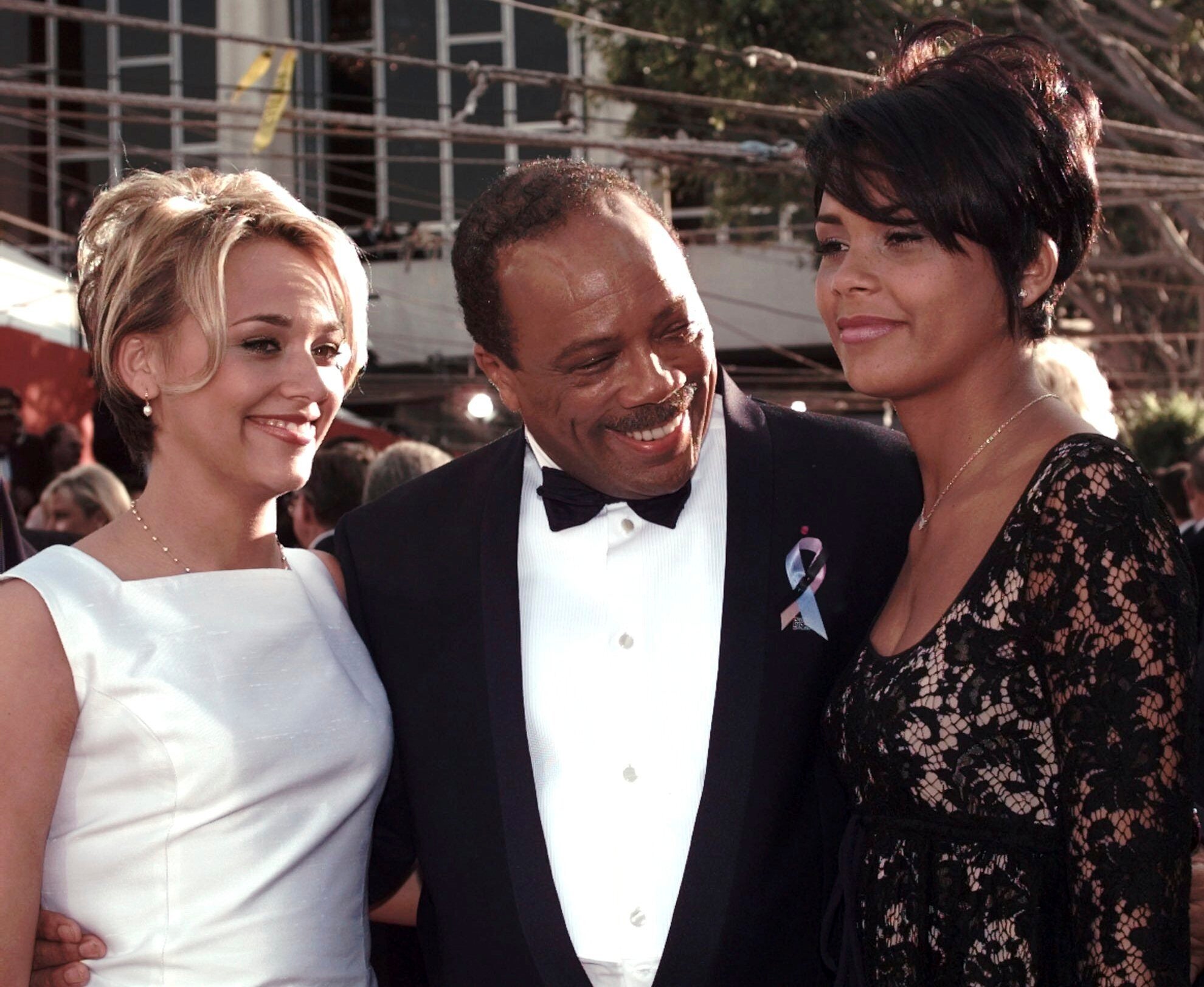 Quincy Jones with his daughters Rashida, left and Kidada as they arrive at the 68th Annual Academy Awards in Los Angeles, Monday, March 25, 1996