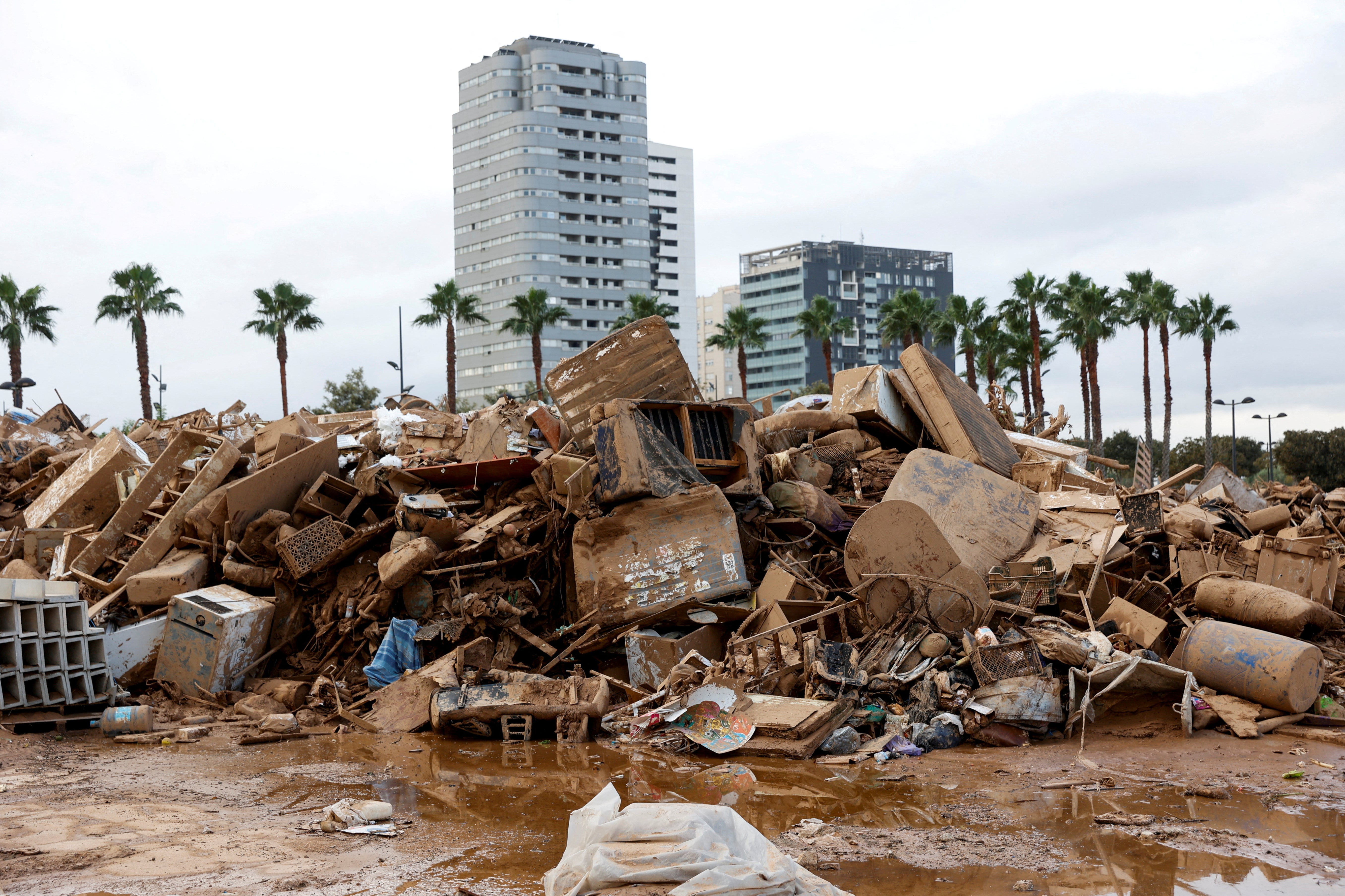 A view of mud and debris, following heavy rains that caused floods, at La Torre neighborhood in Valencia, Spain