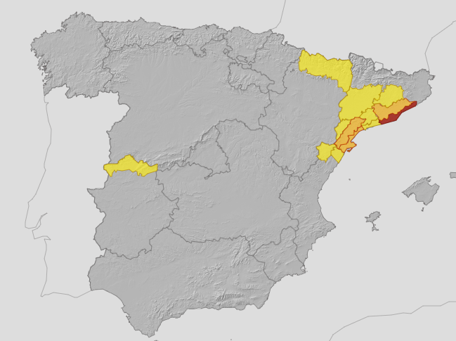 A red warning was issued for coastal Barcelona on Monday morning