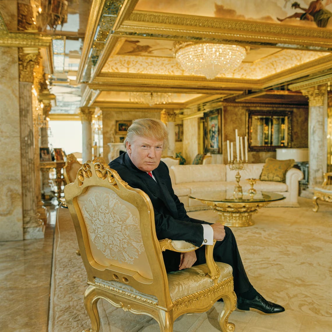 Donald sitting in a room in Trump Tower, 2005