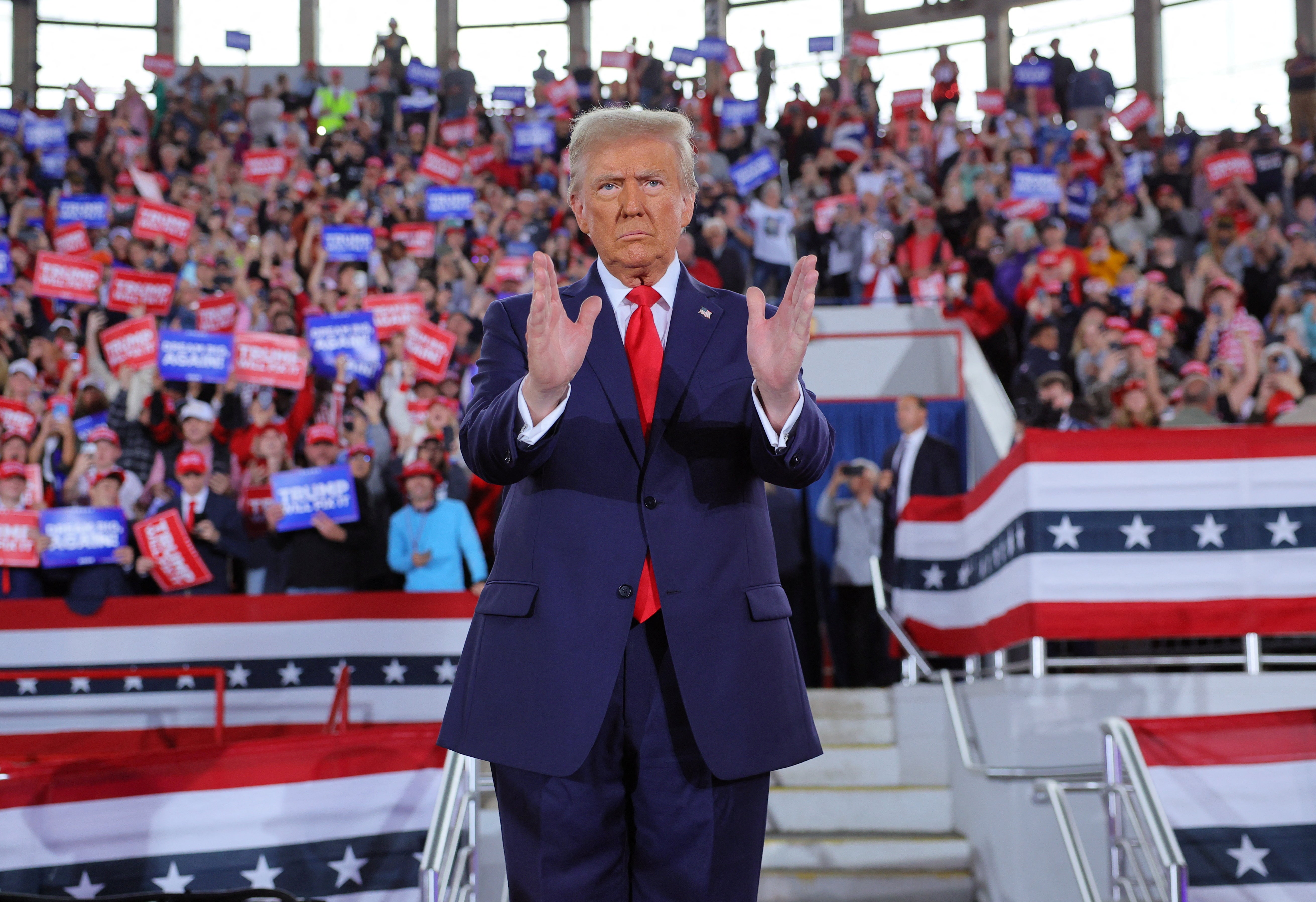 Donald Trump addresses supporters in North Carolina on November 4.