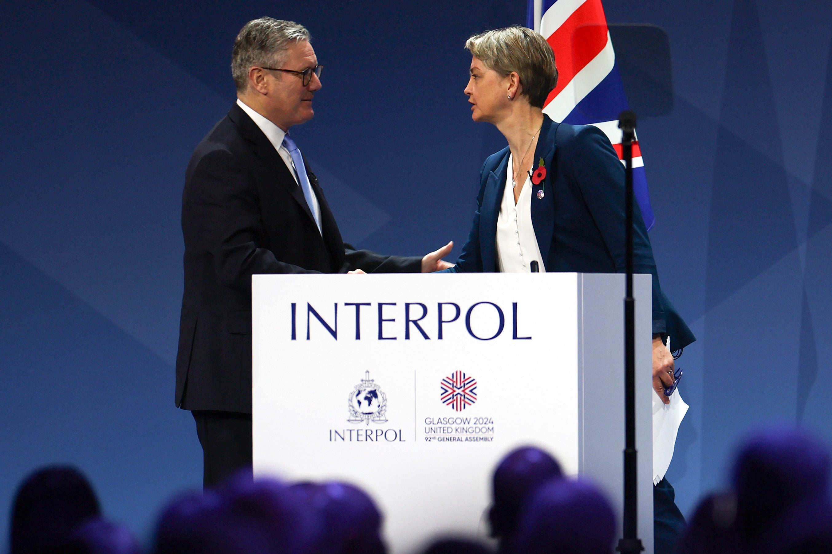 Keir Starmer and Yvette Cooper at the Interpol General Assembly in Glasgow