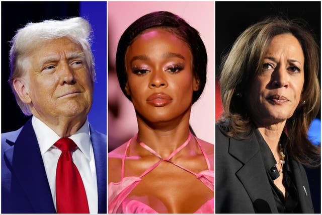 <p>Donald Trump, Azealia Banks and Kamala Harris</p>