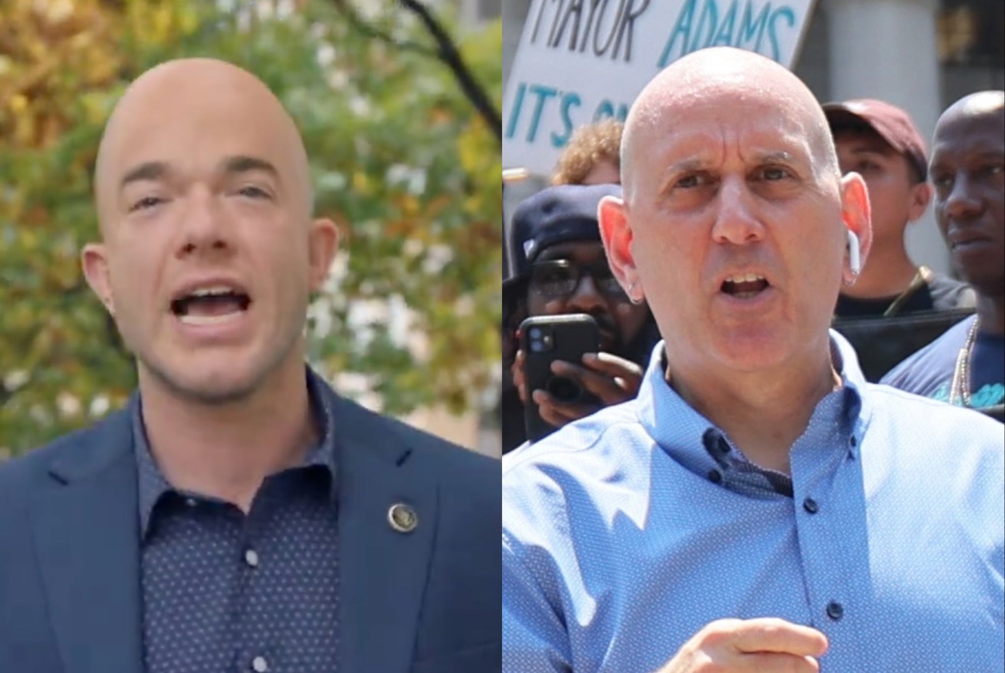 John Mulaney as Harvey Epstein on 'SNL' (left), and real New York State Assembly member Harvey Epstein (right)