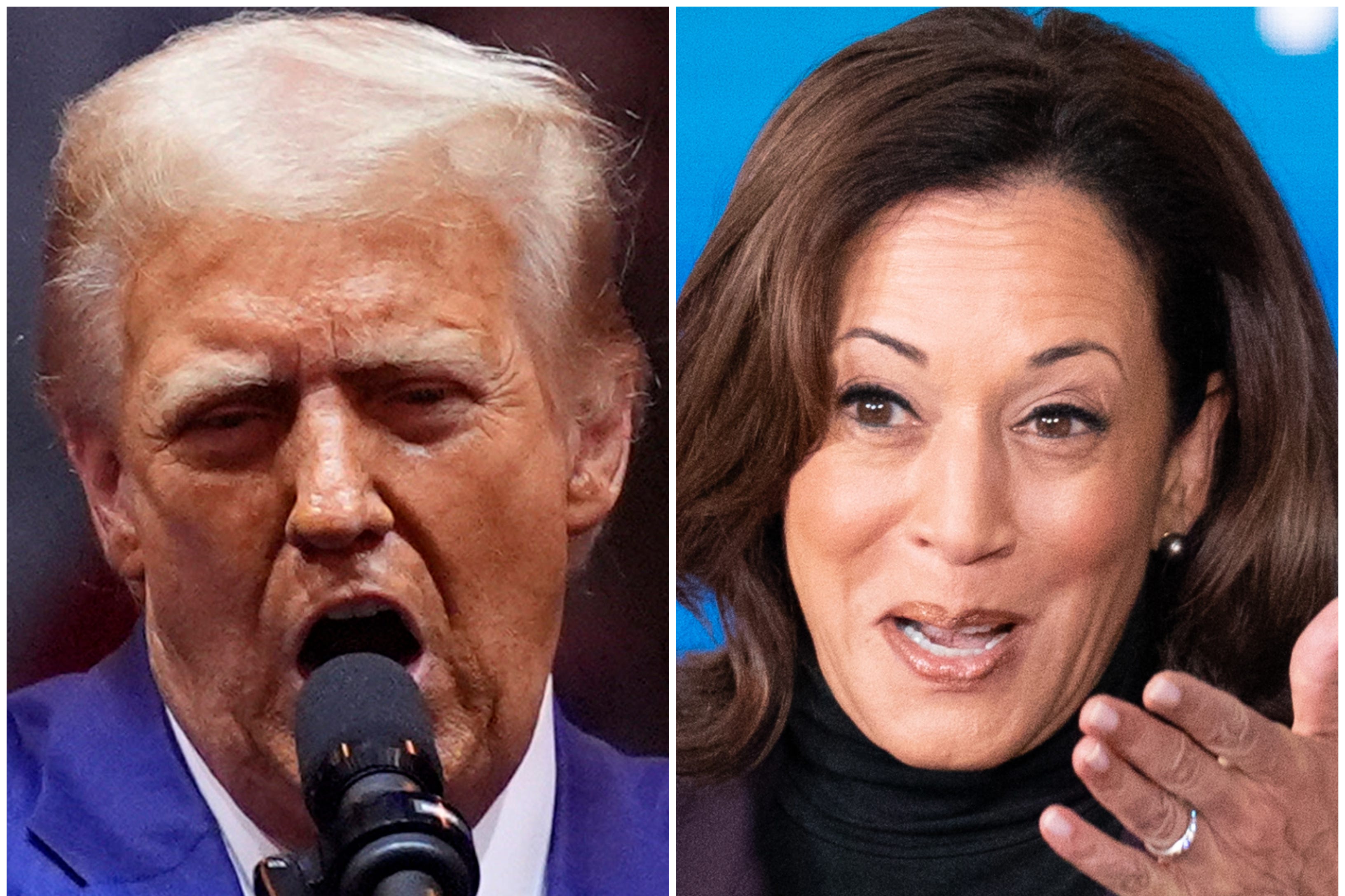 Donald Trump, left, and Kamala Harris are competing to be the next US president (AP)