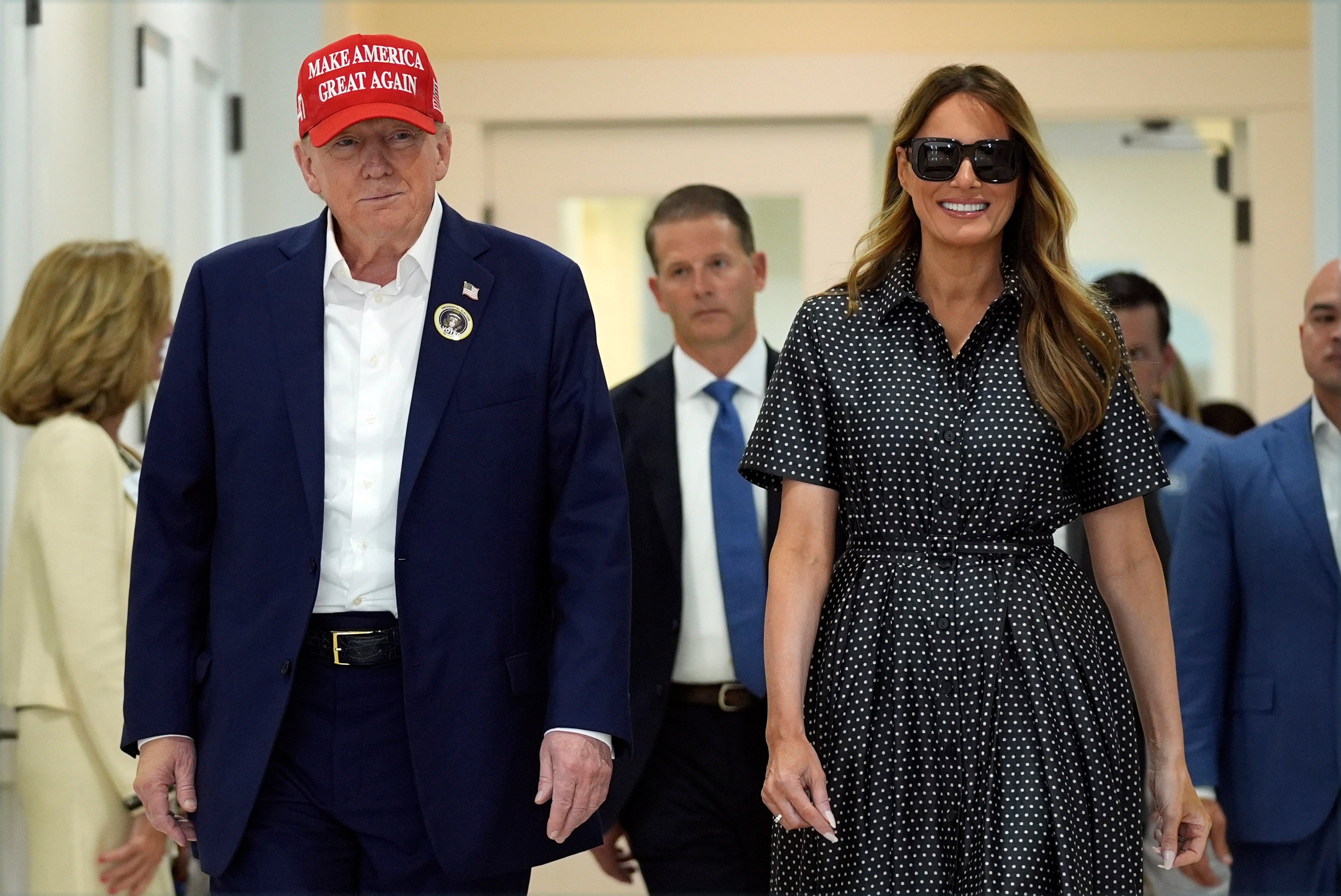 Donald Trump and former first lady Melania Trump in Palm Beach after voting