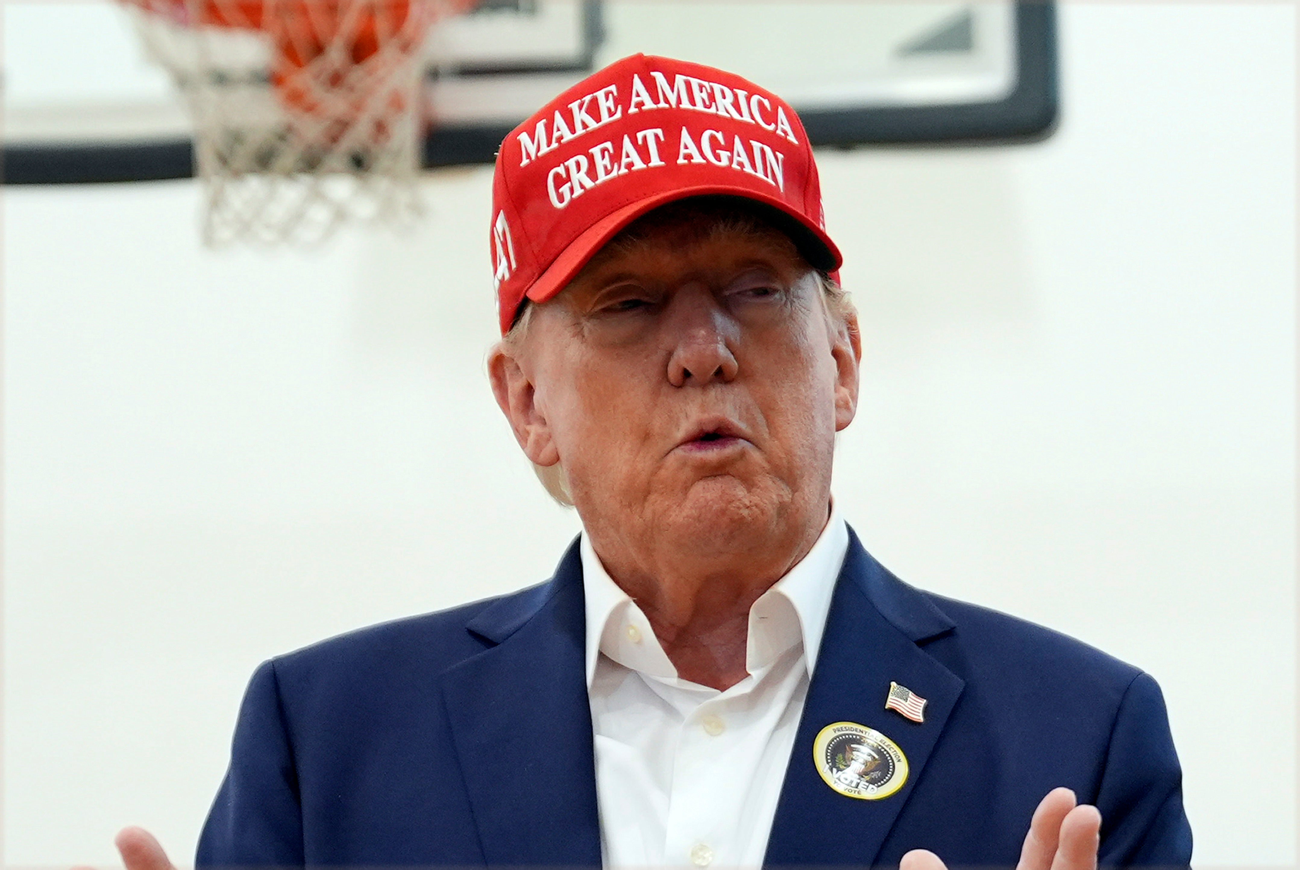 Donald Trump speaks after he voted on Election Day in Palm Beach, Florida