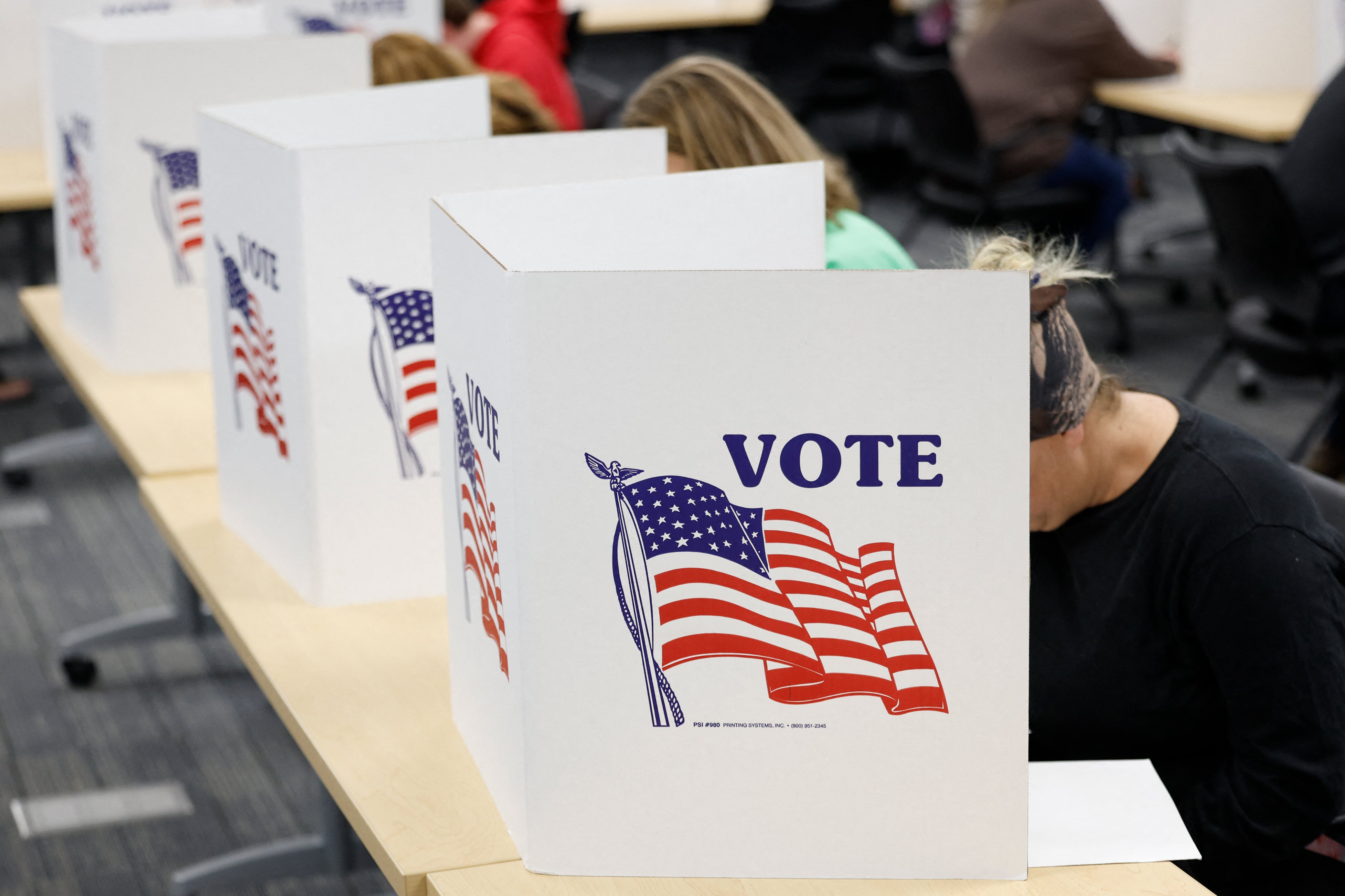 Voters in Michigan, a battleground state, cast their ballot in the 2024 presidential election. Exit polls indicate that the economy and democracy are top issues this election cycle