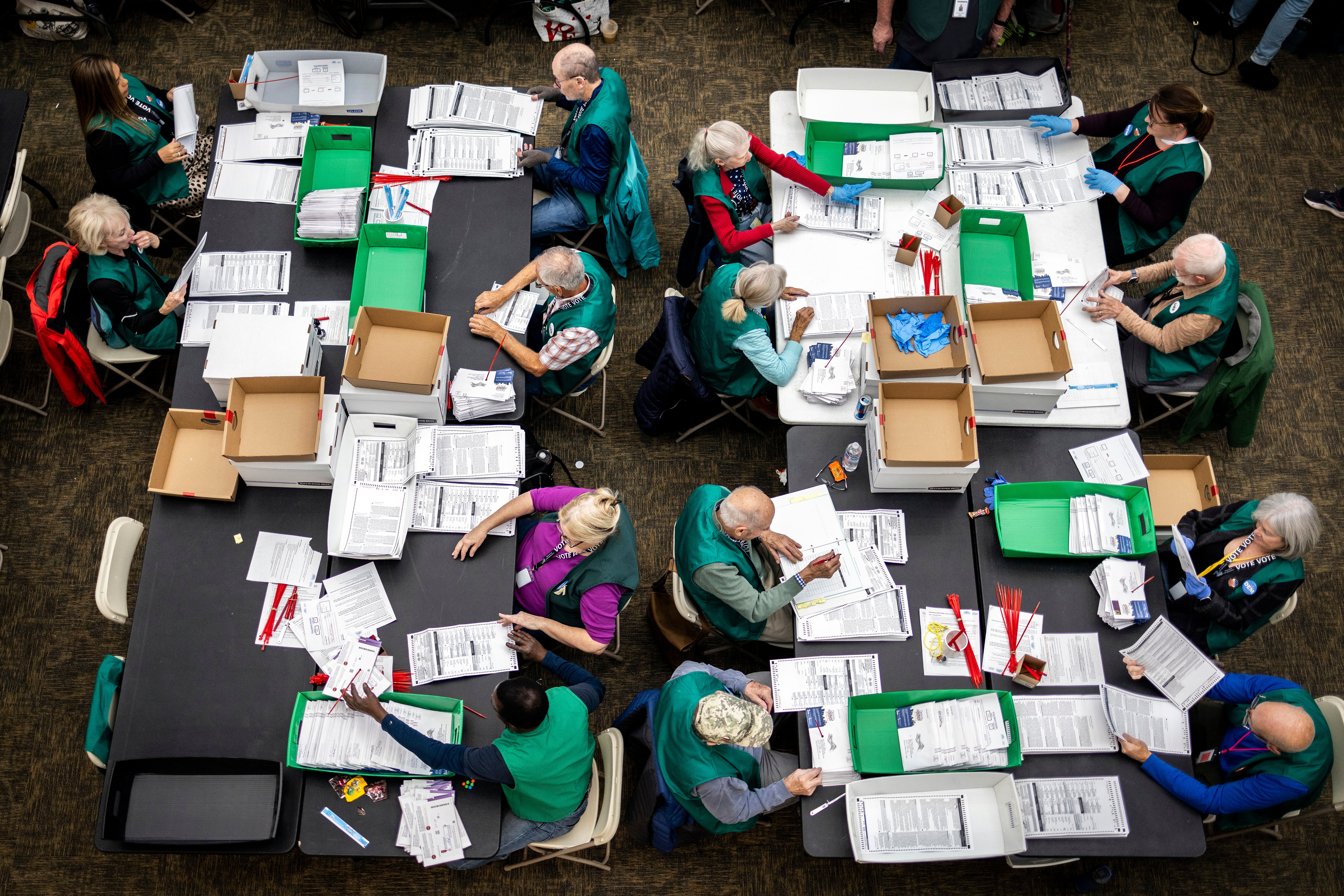 The FBI said it was aware of reports of bomb threats at polling locations in several states – including several key swing states