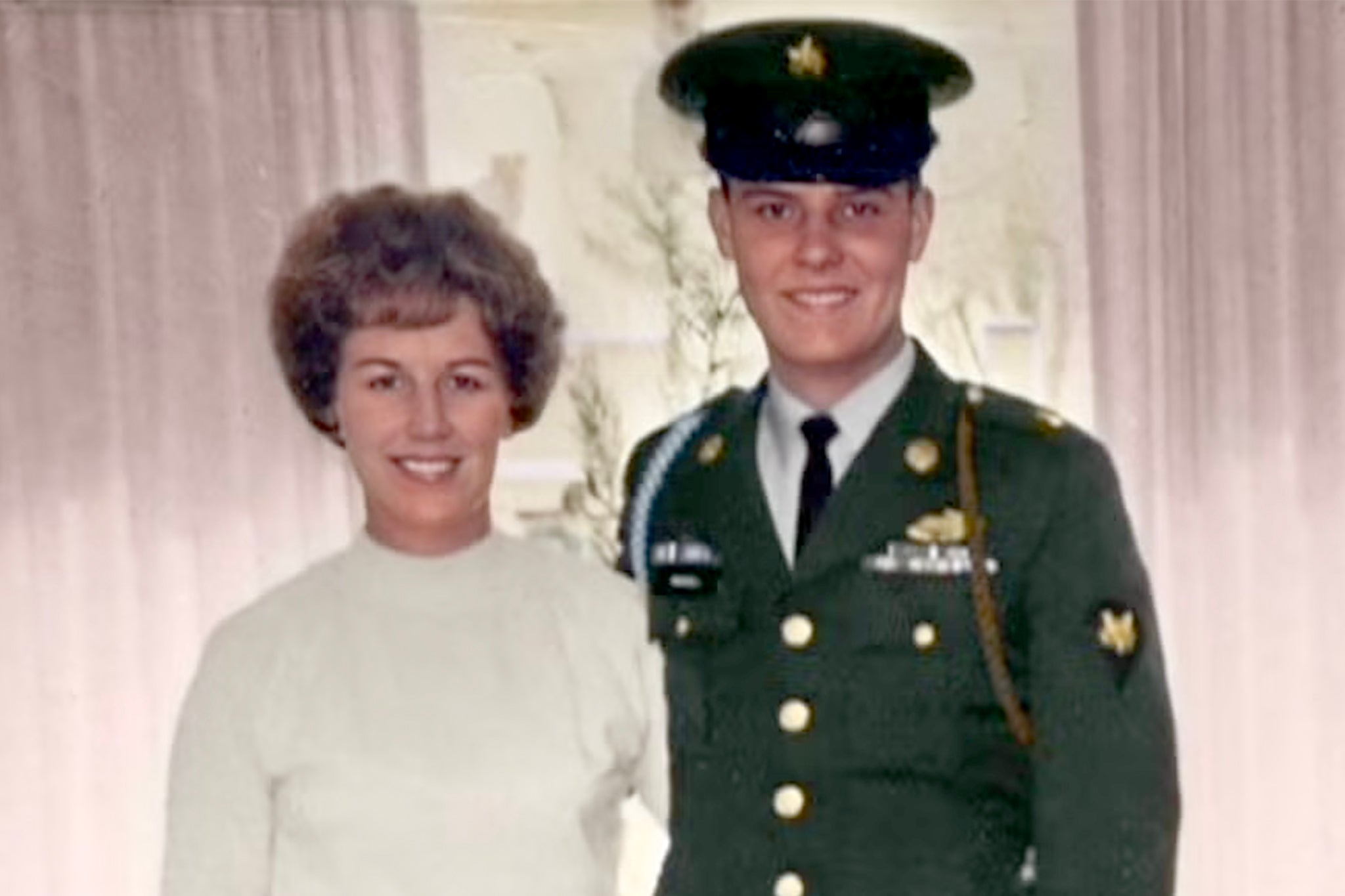 Gregory Dahl Nickell, pictured with his mother 1970, was an Army soldier home for Thanksgiving weekend in 1972 when he was shot and killed. Now, 50 years, police have made an arrest in the case