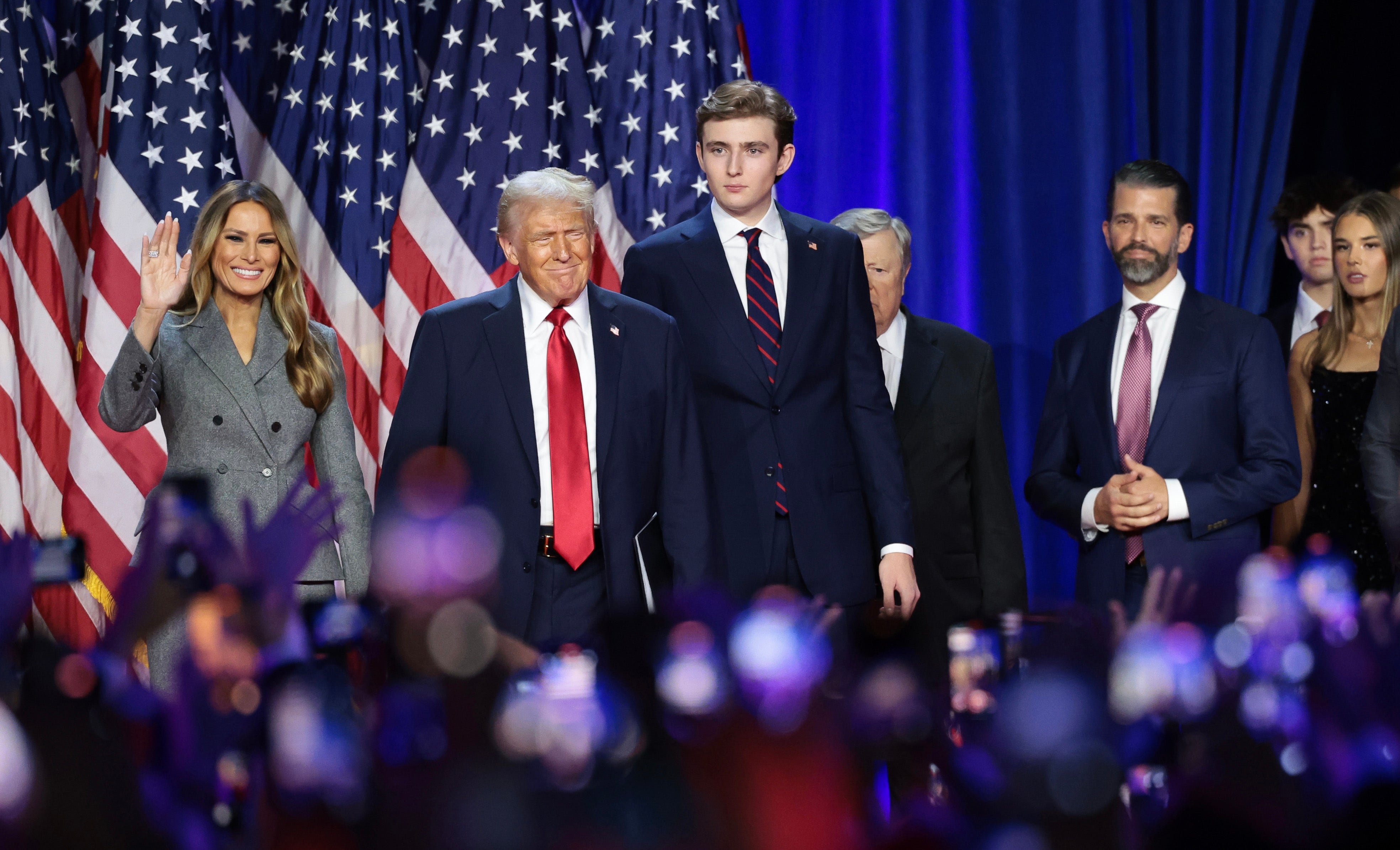 The Trump family gathered on stage together on election night 2024 to celebrate Donald Trump’s victory