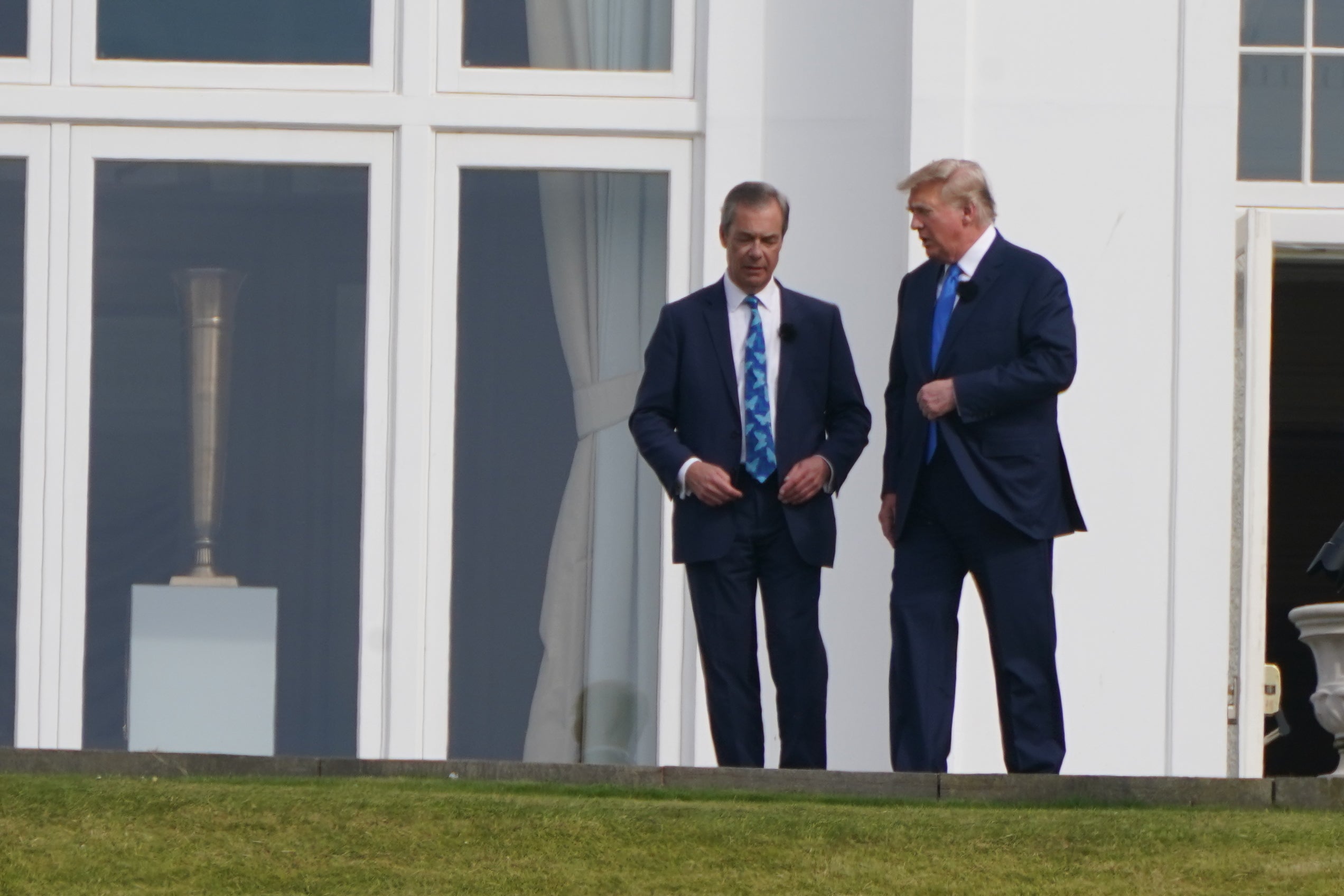 Donald Trump with Nigel Farage, now MP for Clacton and leader of Reform UK, at the Trump Turnberry course in South Ayrshire in May 2023