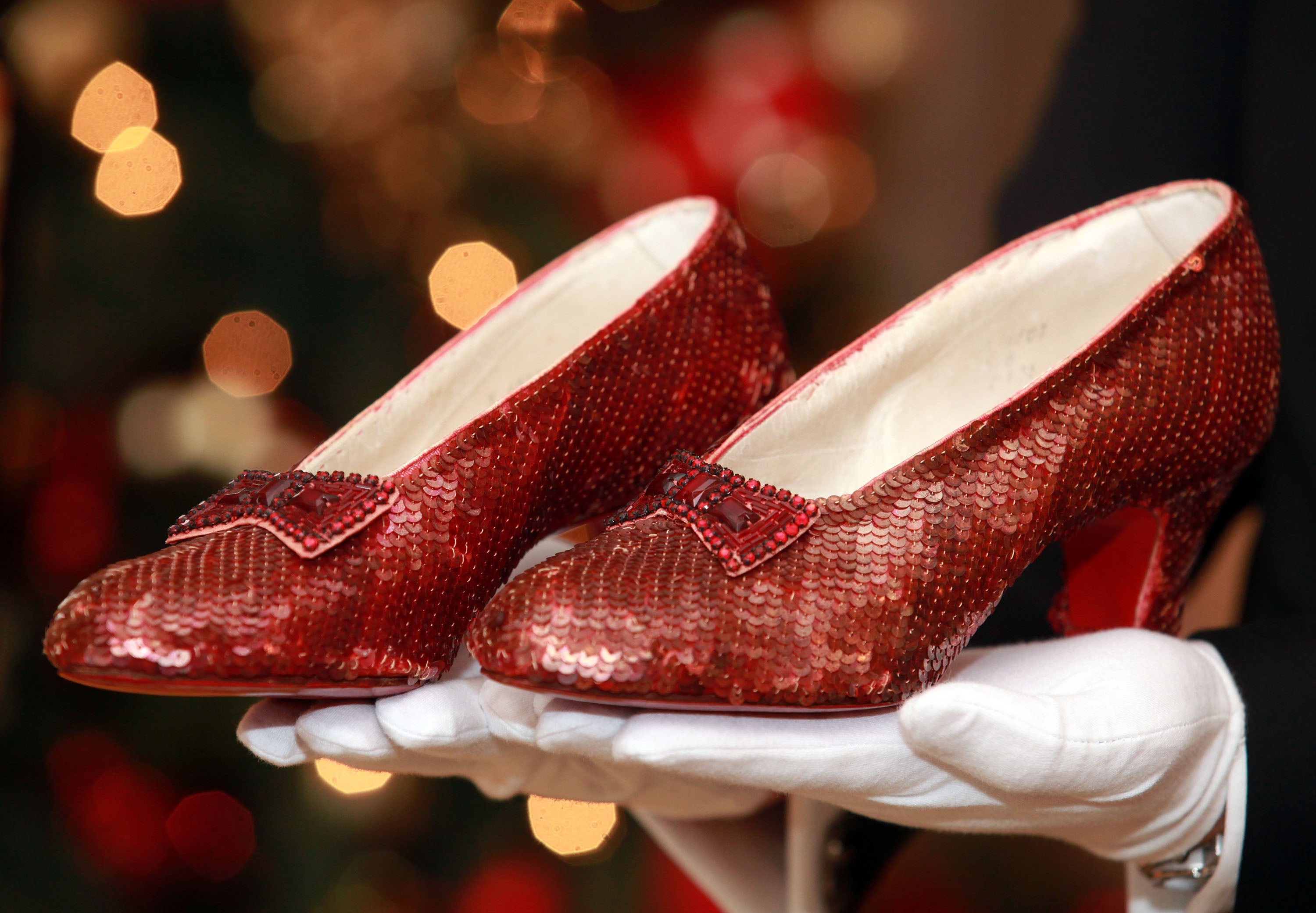 Ruby Red Slippers worn by Judy Garland in ‘The Wizard of Oz’ on display in New York in 2011