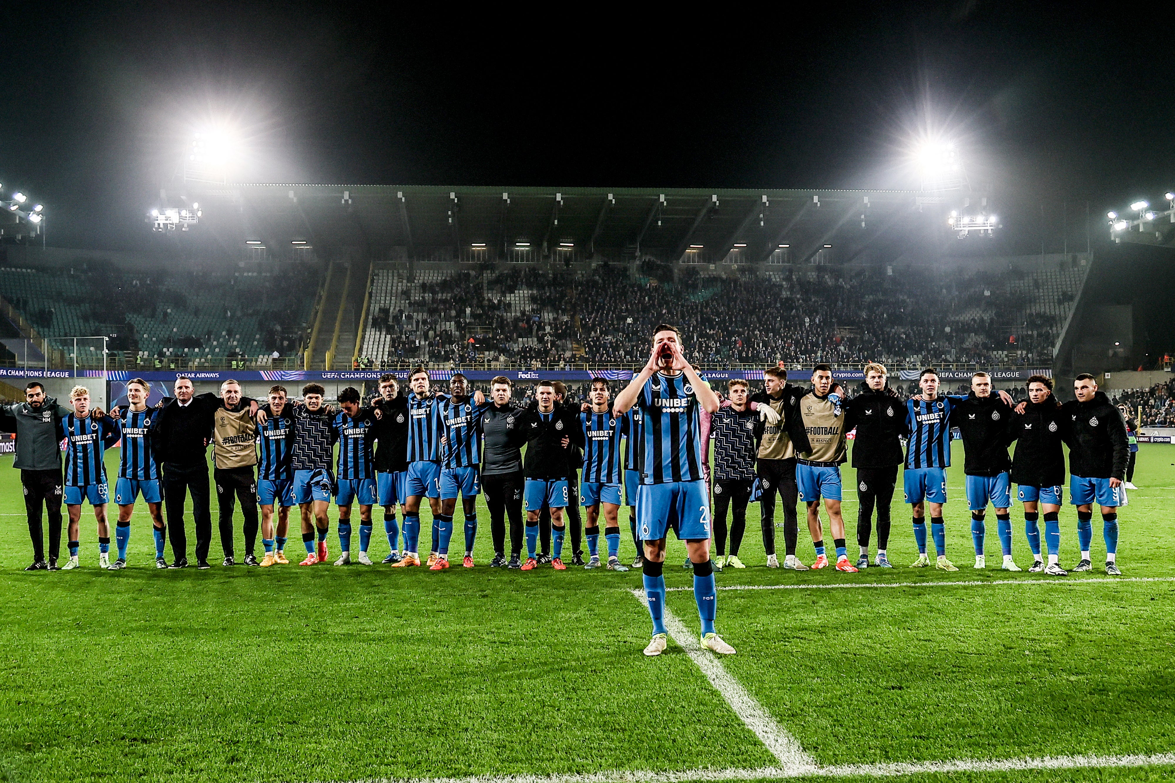 Club Brugge celebrate a historic victory (Belga/PA)