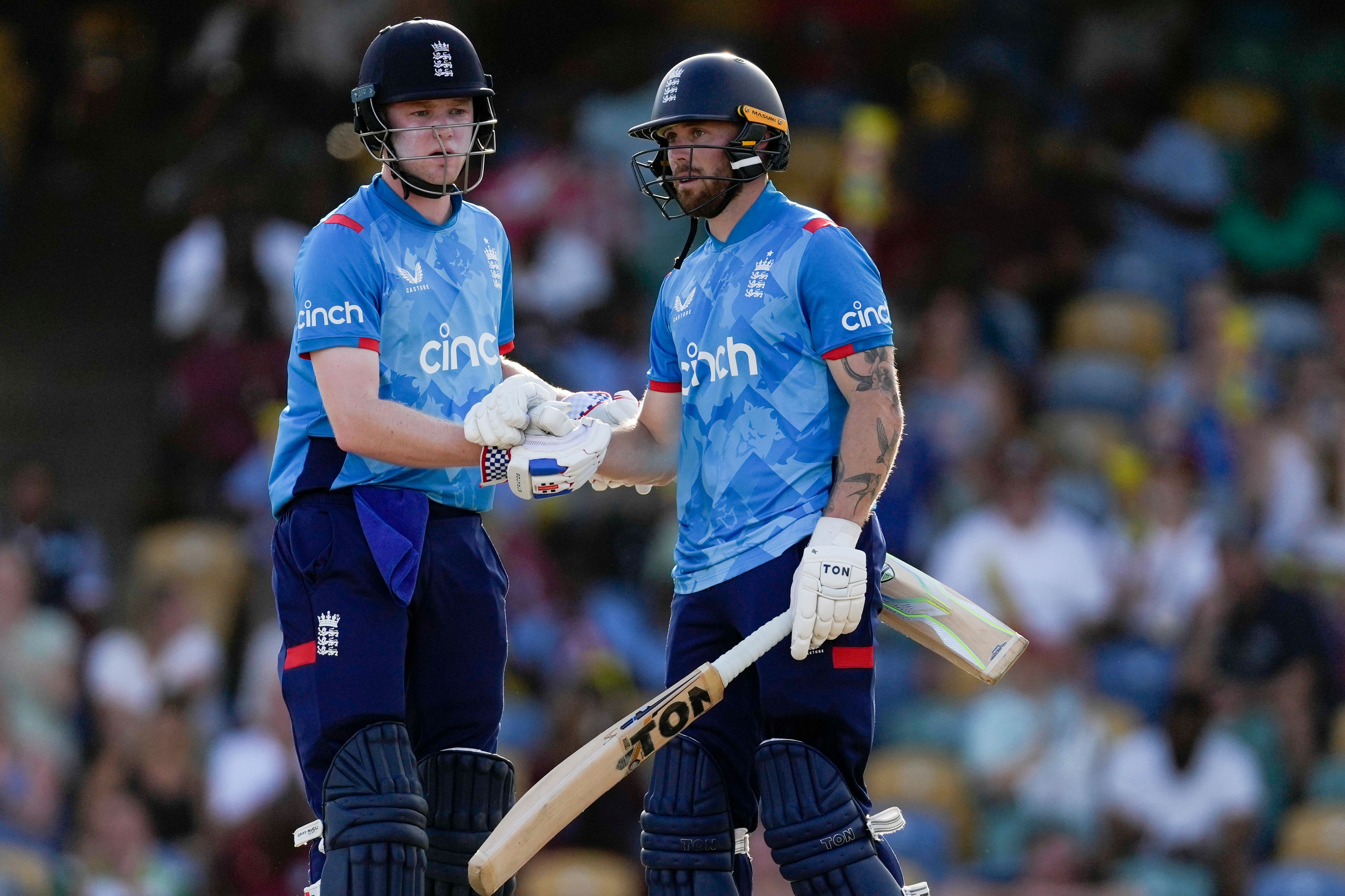 Phil Salt, right, and Dan Mousley rescued England after a poor start (Ricardo Mazalan/AP)