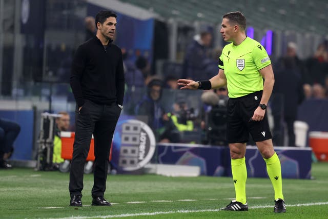 Mikel Arteta was not happy with the refereeing (Fabrizio Carabelli/PA)