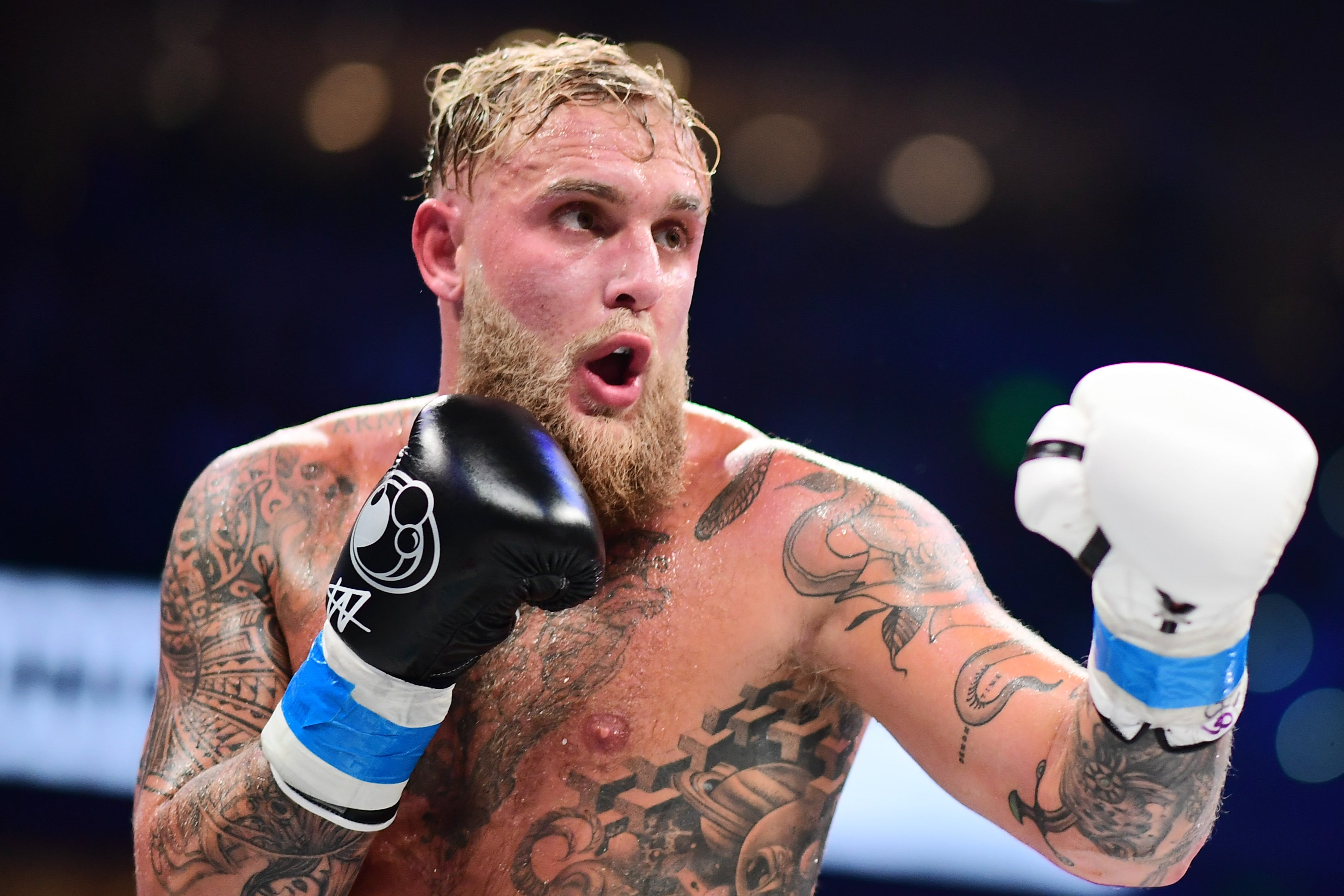 Jake Paul in his last fight, a knockout of ex-UFC fighter Mike Perry in July