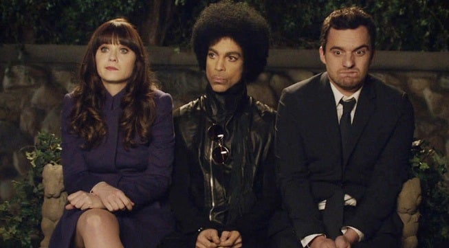 Zooey Deschanel, Prince and Jake Johnson in ‘New Girl'