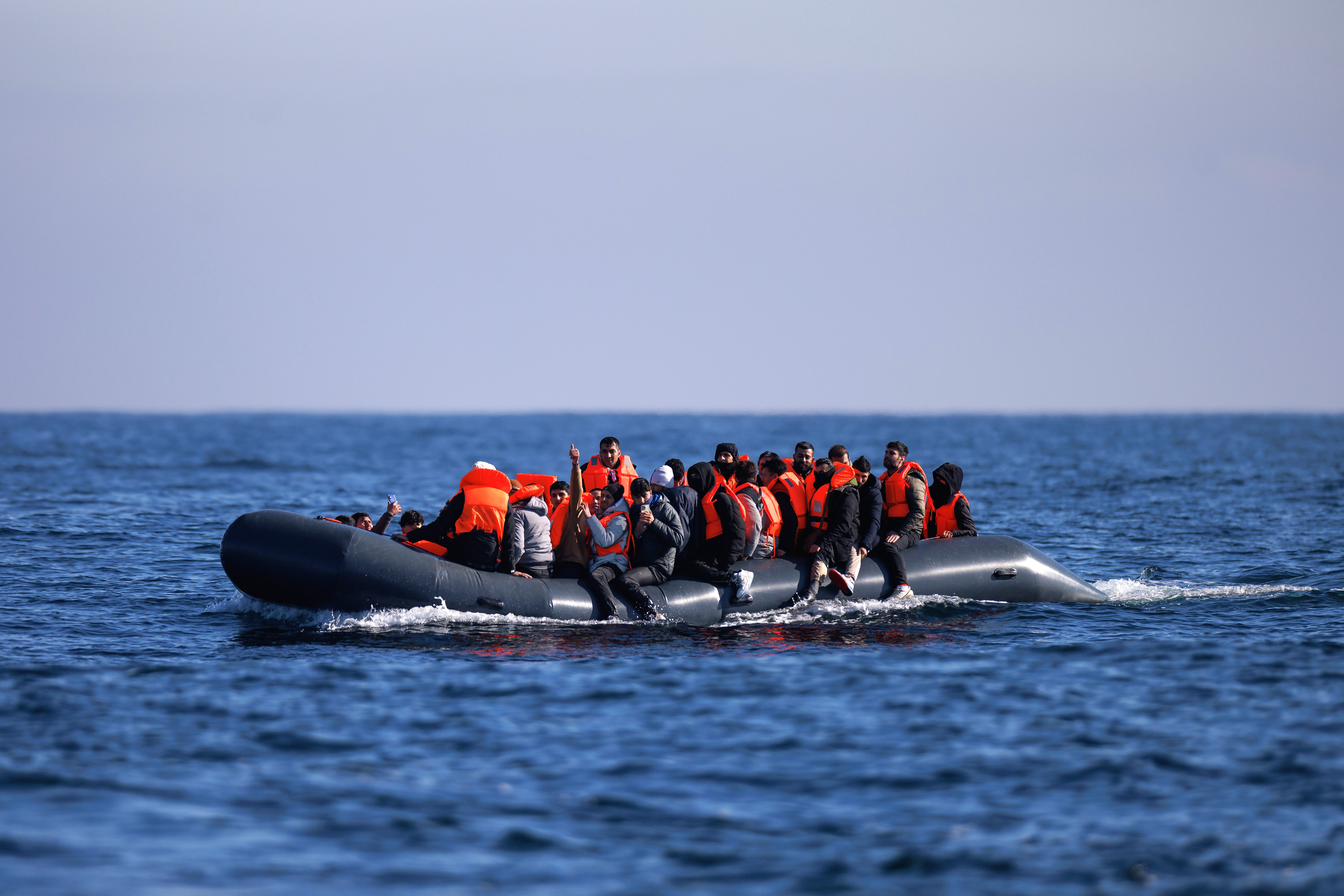 Migrants crossing the Channel in a small boat earlier this year