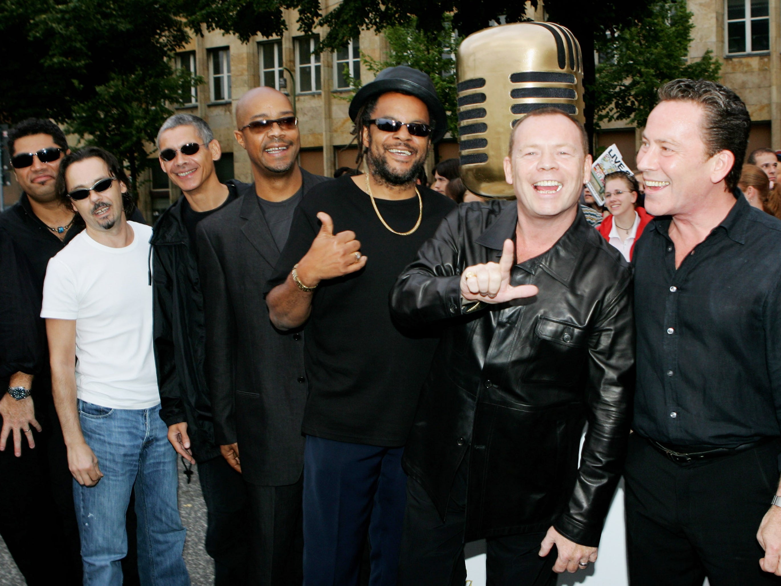 UB40 before the feud: Ali Campbell (second from right) with his brother Robin (right) and the band at the German Radio Awards, 2005