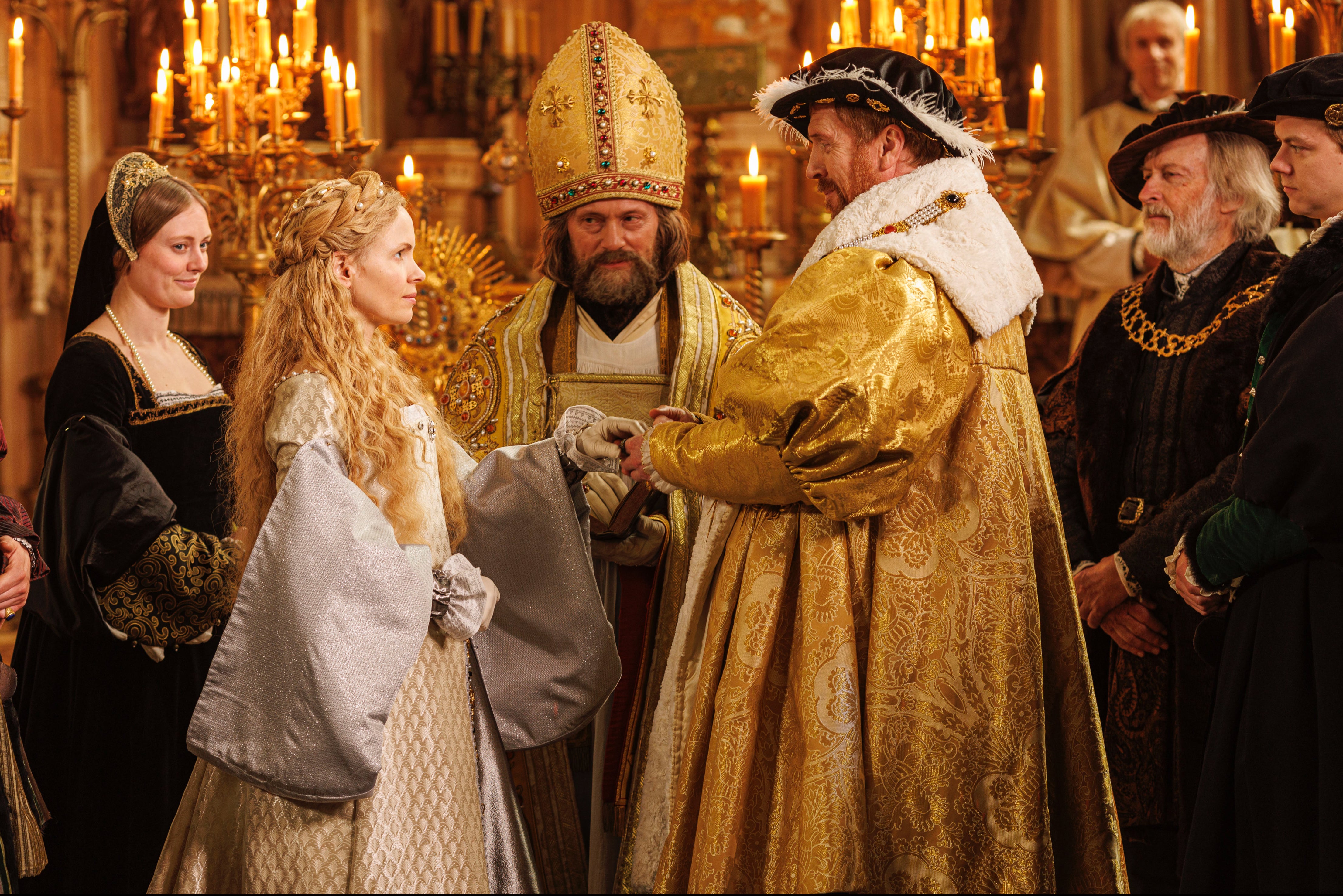 Inauspicious union: Jane Seymour (Kate Phillips) marries Henry VIII (Damian Lewis)