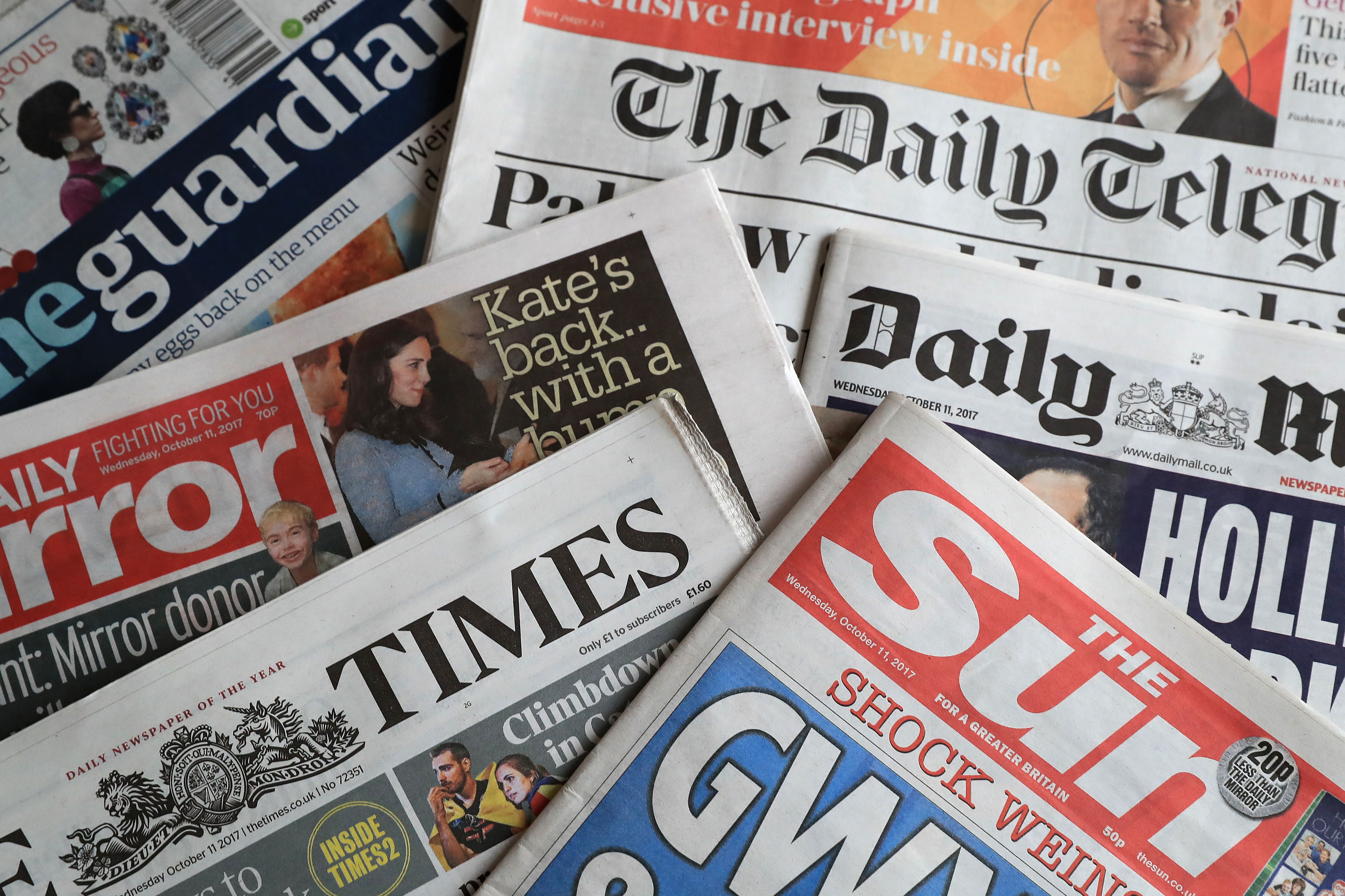 A collection of British newspapers (Peter Byrne/PA)