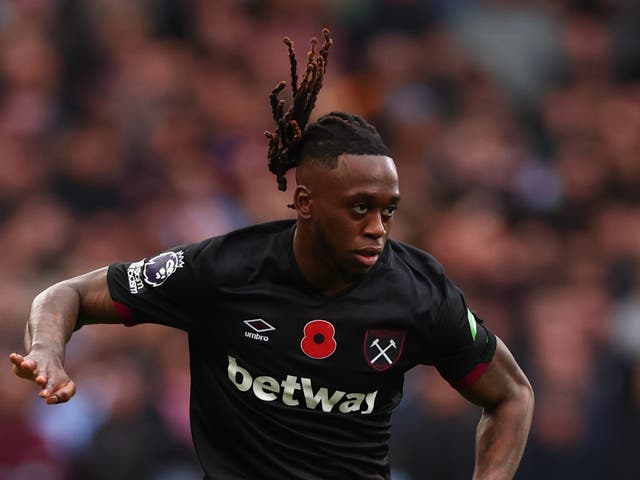 <p>Aaron Wan-Bissaka of West Ham United in action against Nottingham Forest</p>