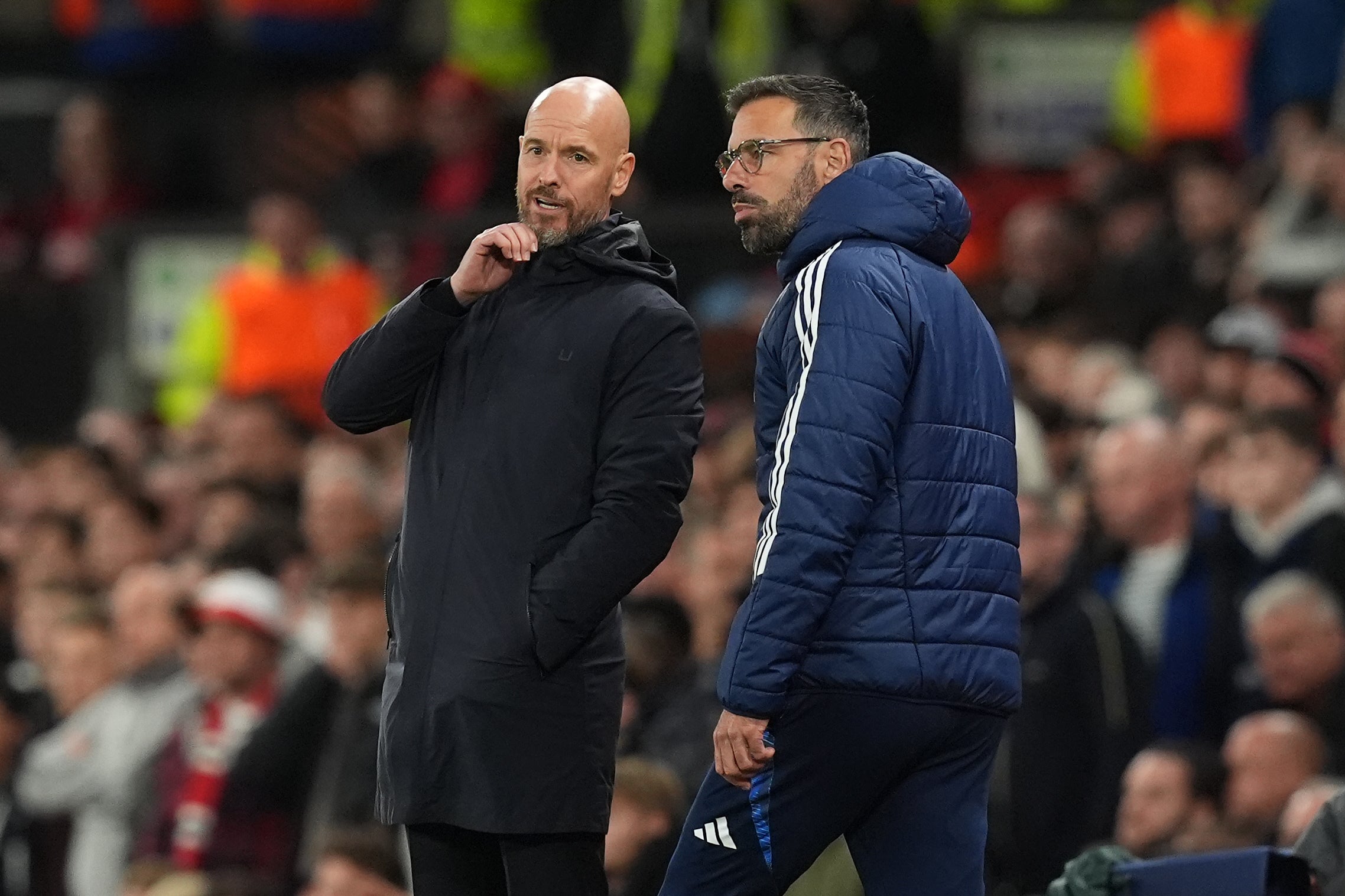 Van Nistelrooy, right. returned to Old Trafford as one of Erik ten Hag’s assistants this summer (Martin Rickett/PA)