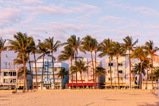 <p>Art Deco hotels along the beach in Miami</p>