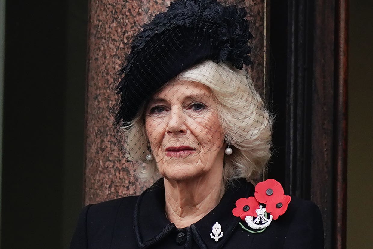 The Queen on a balcony at the Foreign, Commonwealth and Development Office on Whitehall, during the Remembrance Sunday service in 2022 (Aaron Chown/PA)