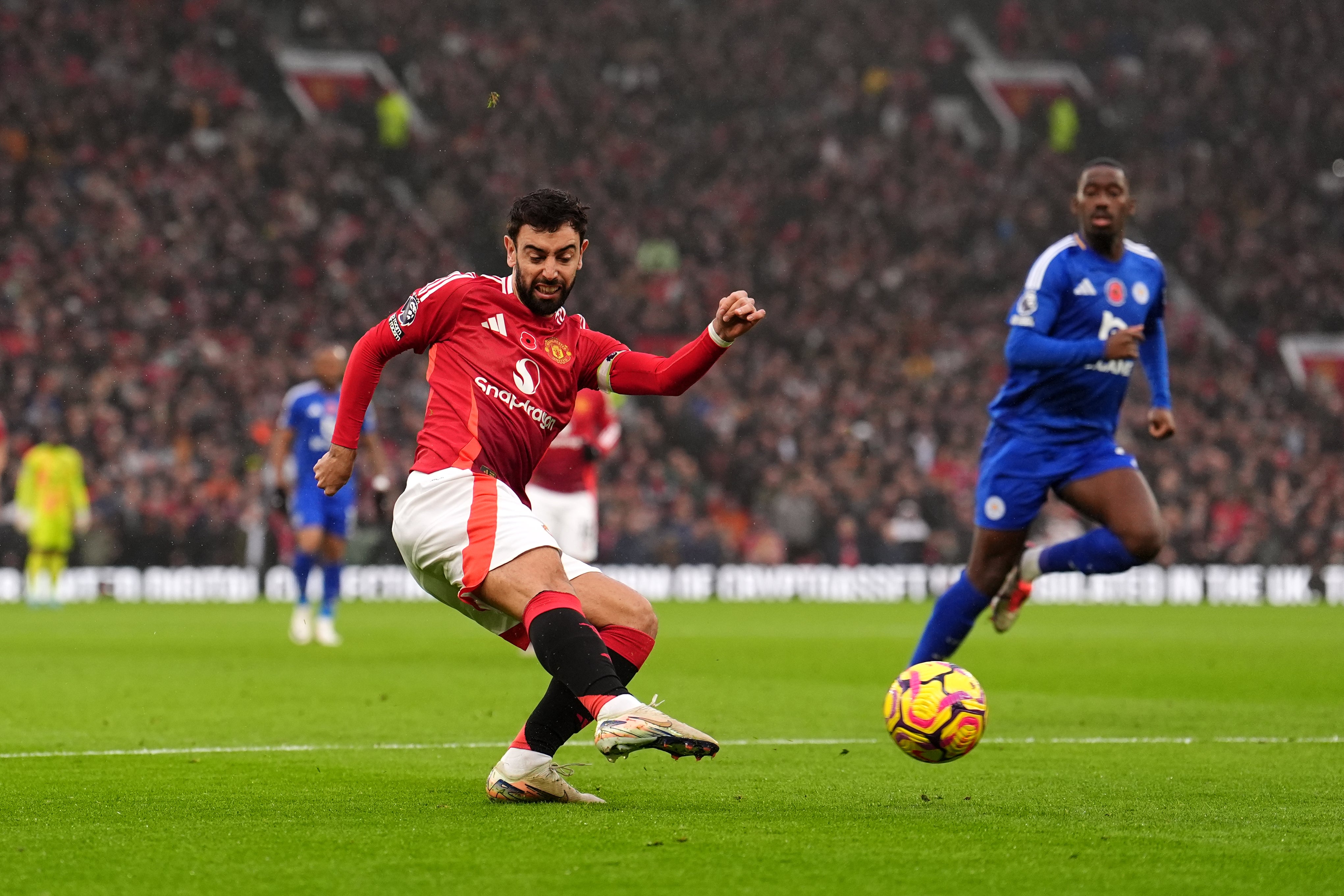 Bruno Fernandes scored United’s opener against Leicester