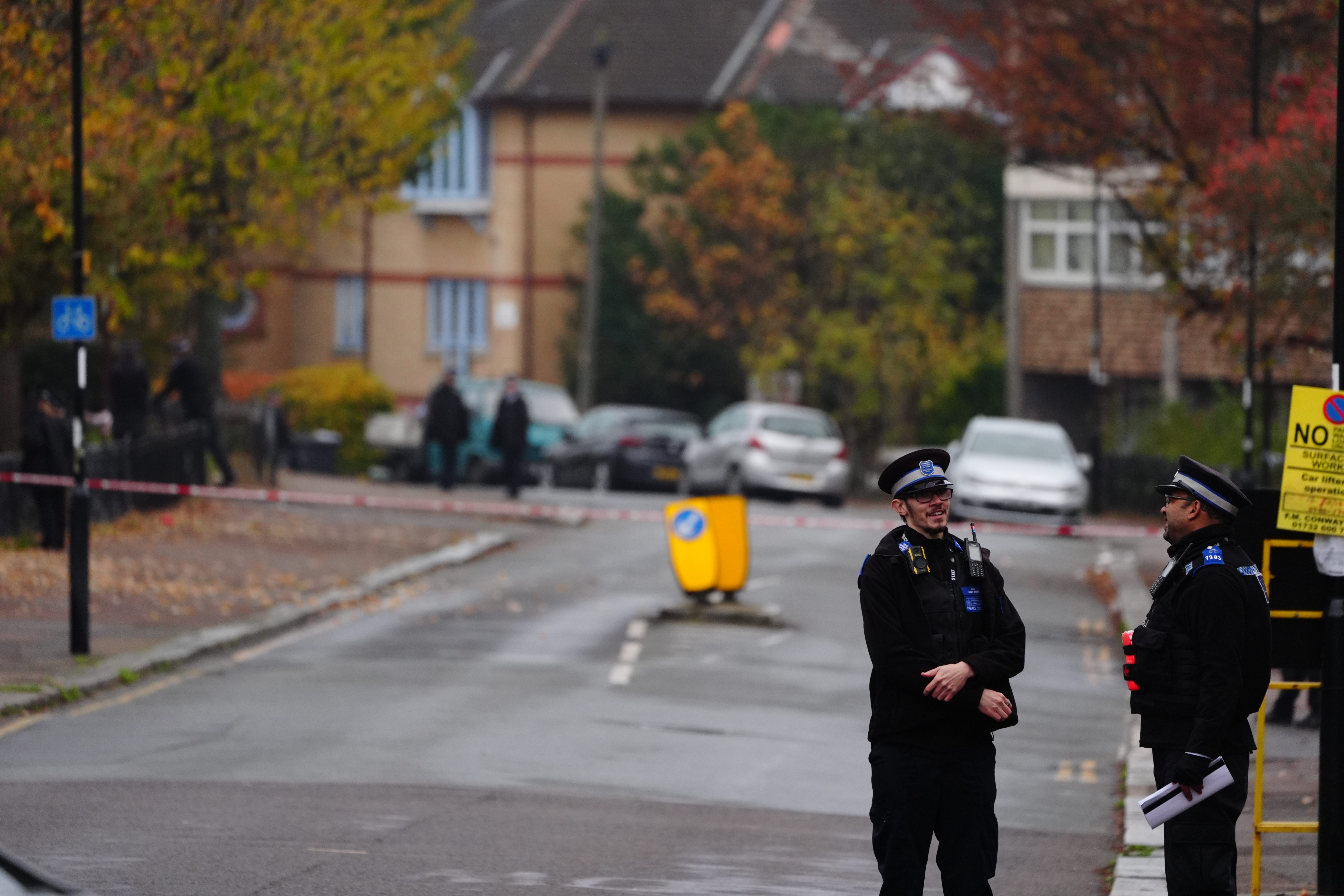 Police at the scene near Wells Park Road in Sydenham, south-east London (Aaron Chown/PA)