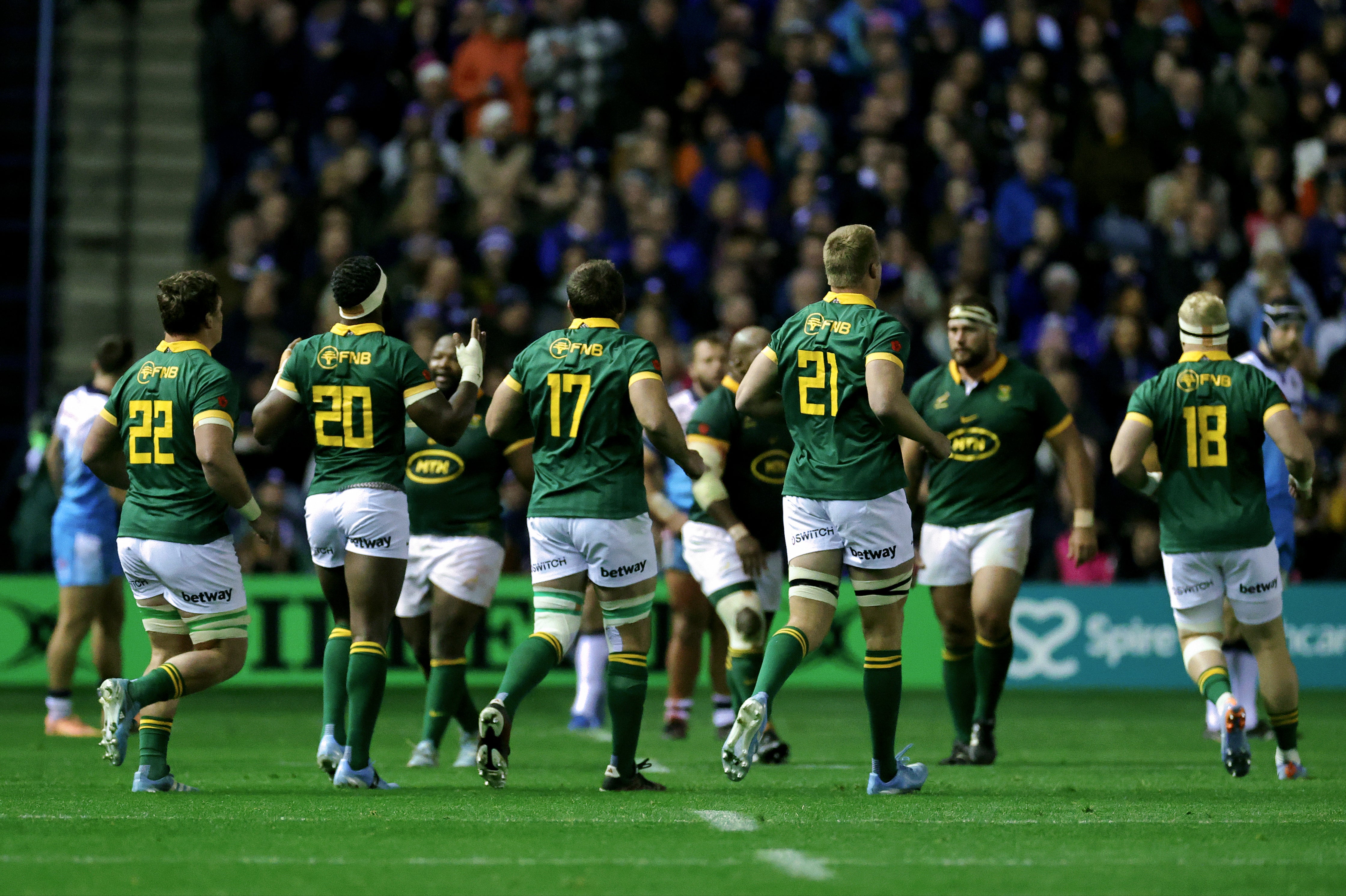 South Africa introduced six of their replacement forwards at once